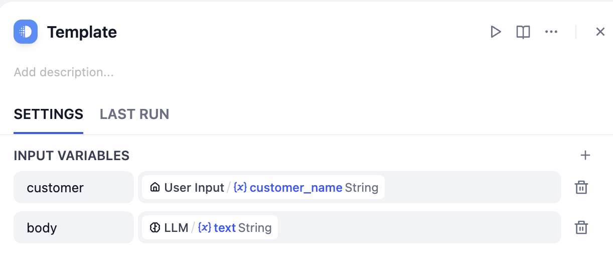 Template Input Variable