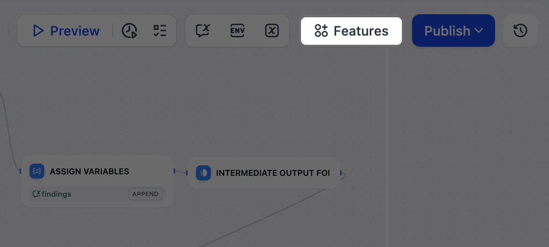 Features Panel in Chatflows