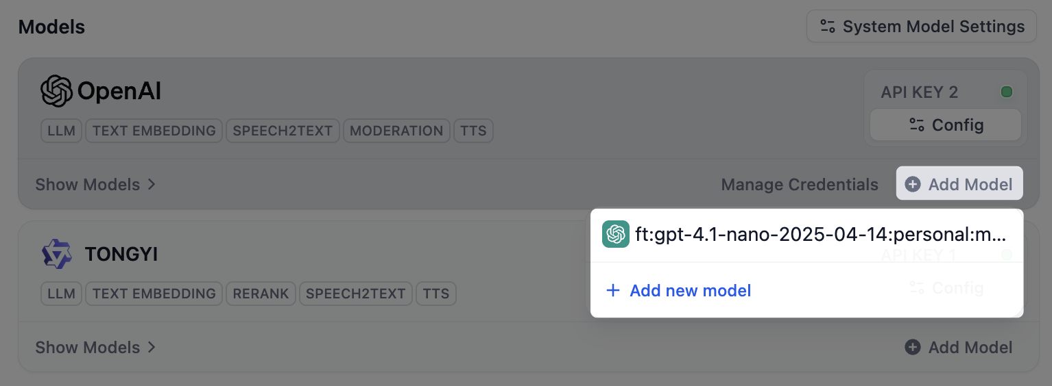 Removed models displayed for quick re-add