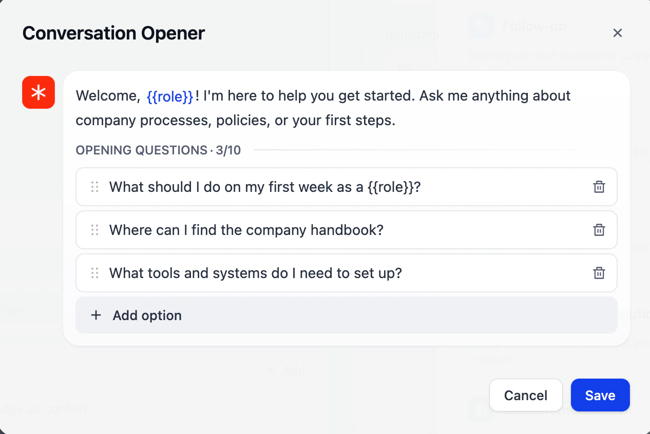 会話オープナーの設定