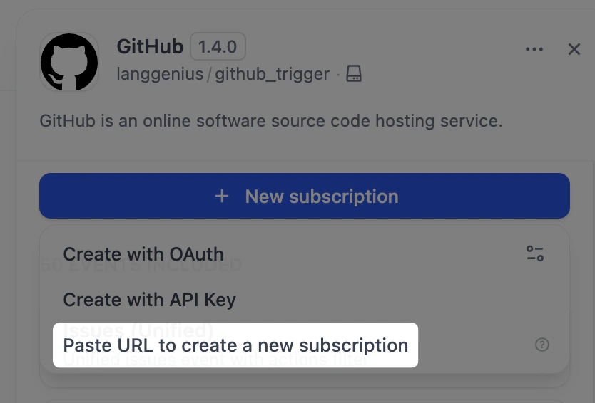 Paste URL to Create a New Subscription