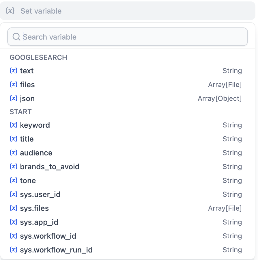 Variable Picker Dropdown