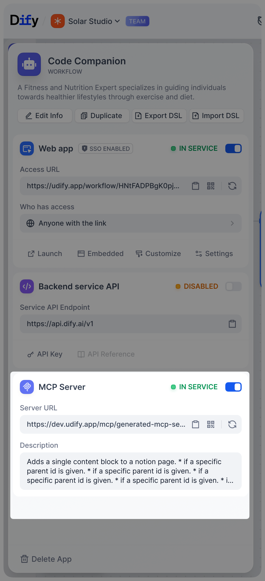 App Publish MCP Panel