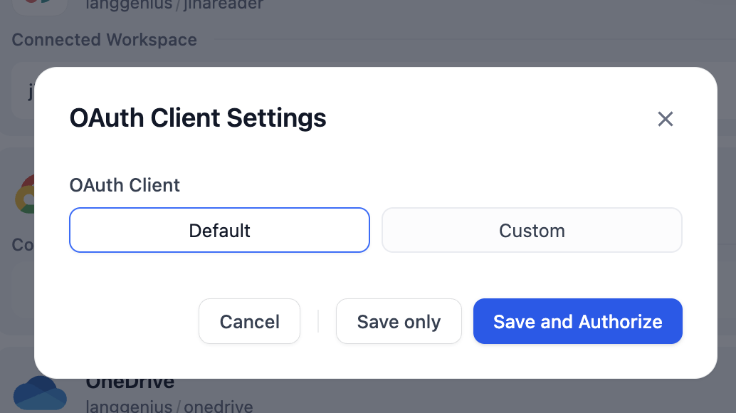 OAuth Client Settings