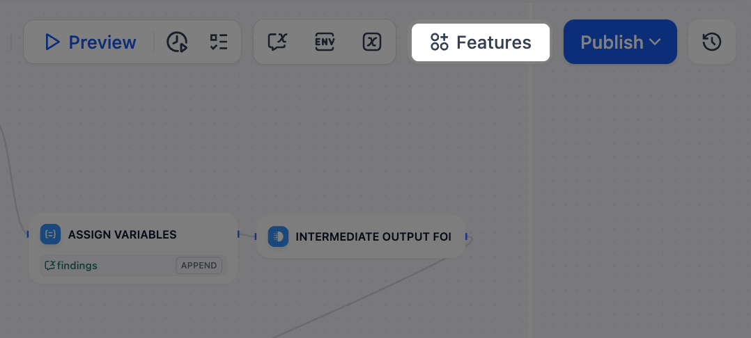 Features Panel in Chatflows