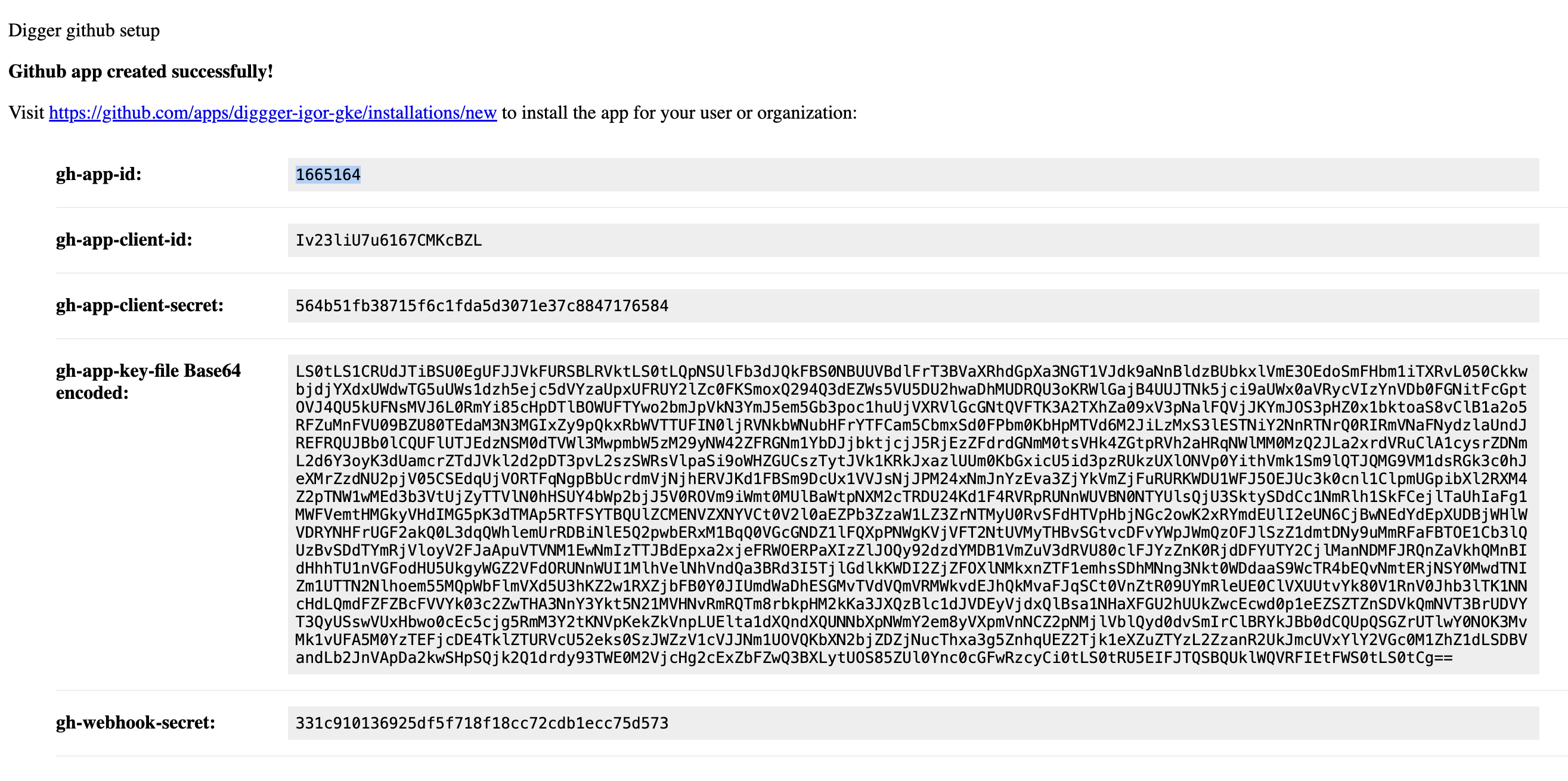 Digger GitHub App Setup Success