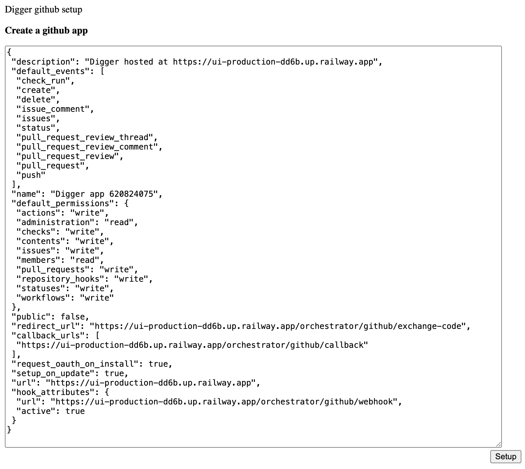 Backend GitHub app setup wizard