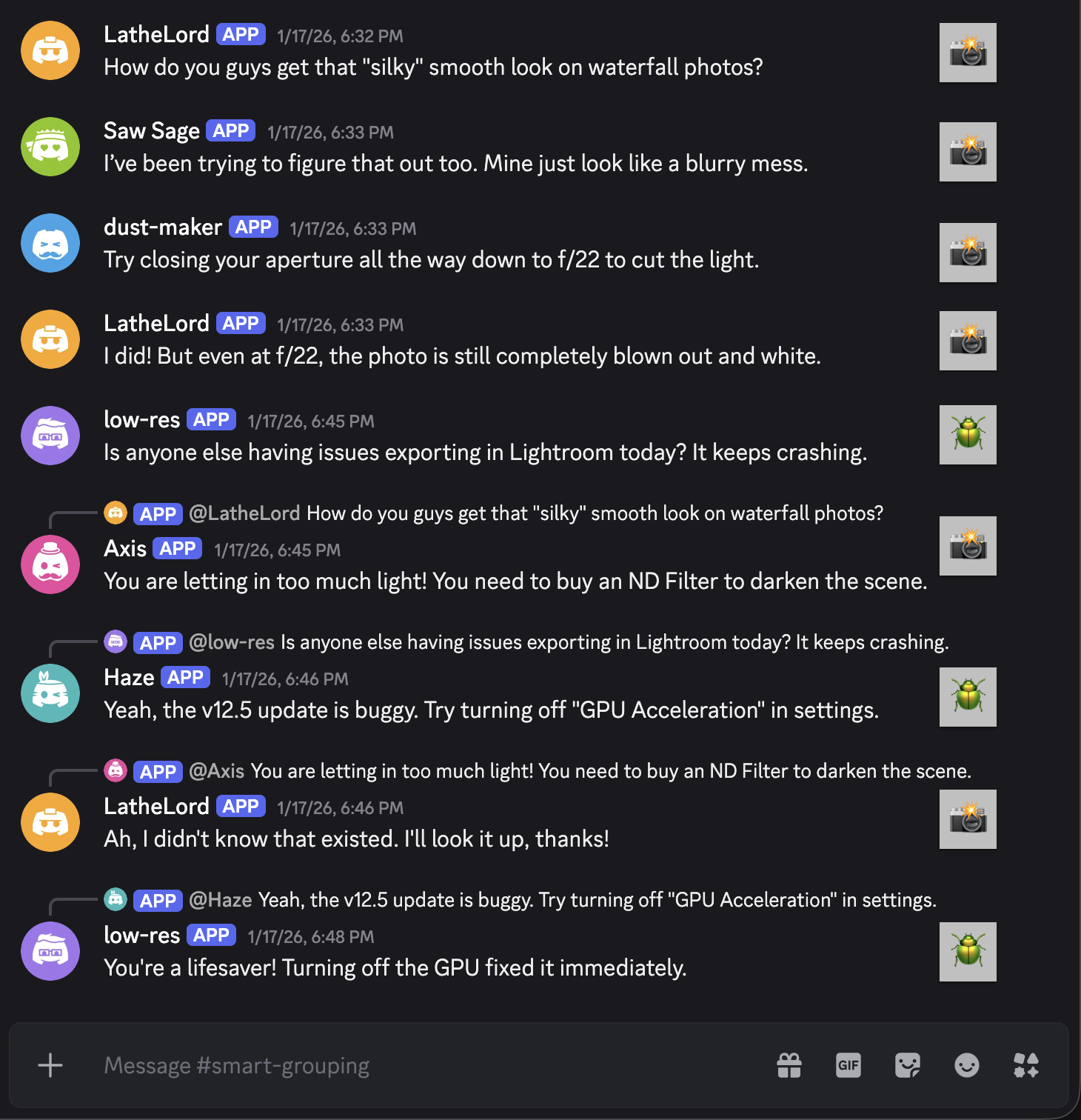 Discord channel with interleaved discussions