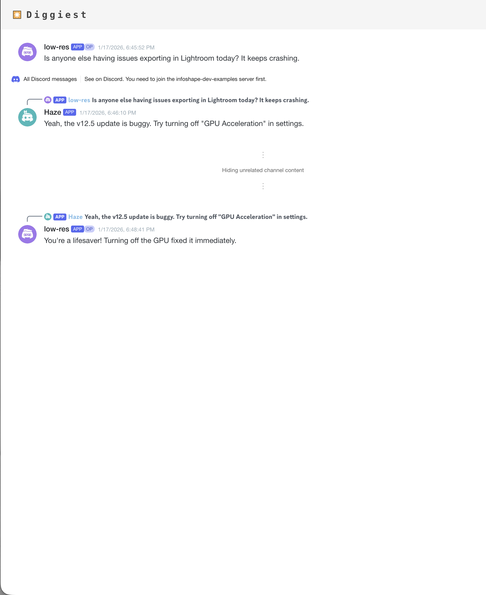 Filtered view showing only Lightroom-related messages Lightroom discussion page