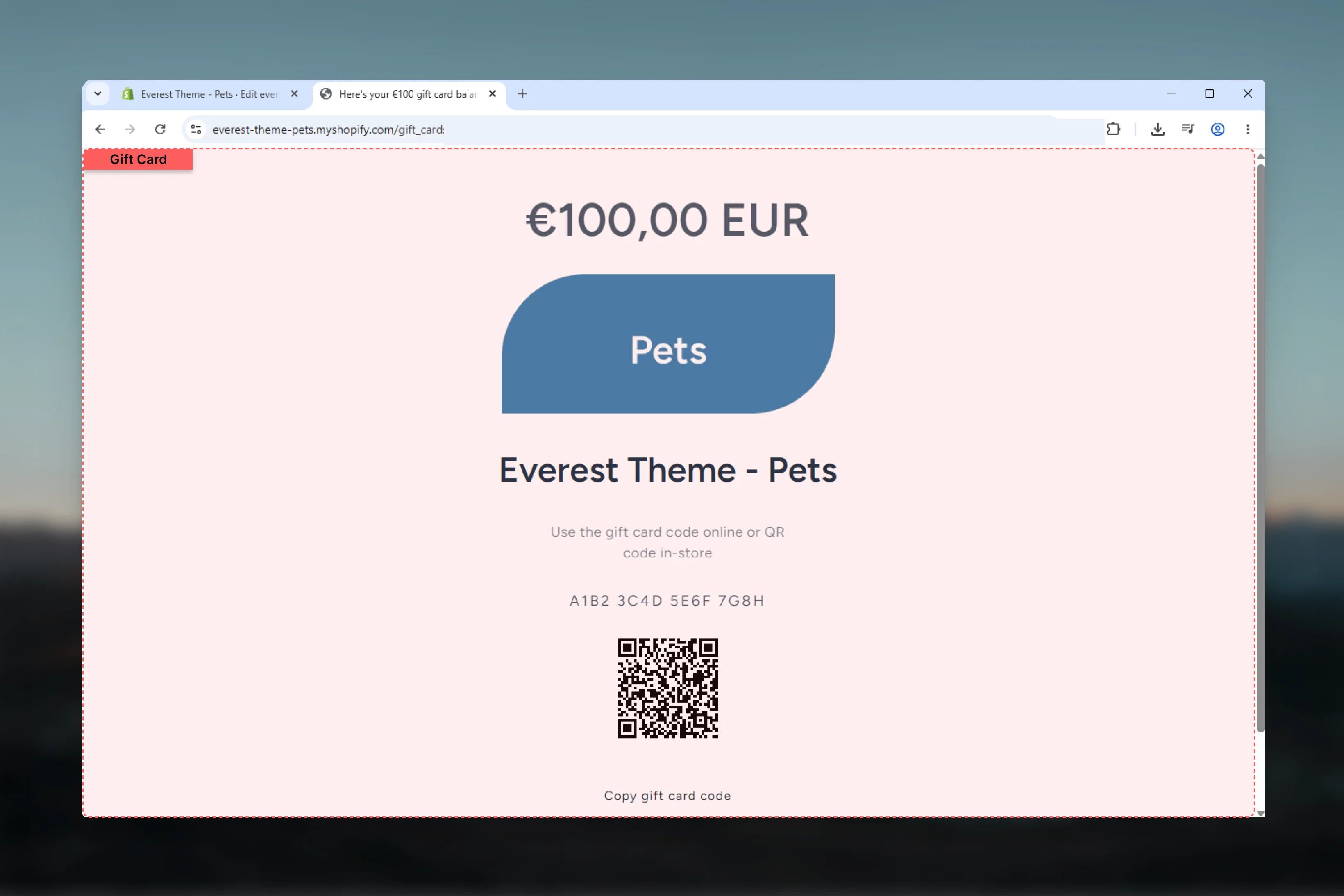 Gift Card overview