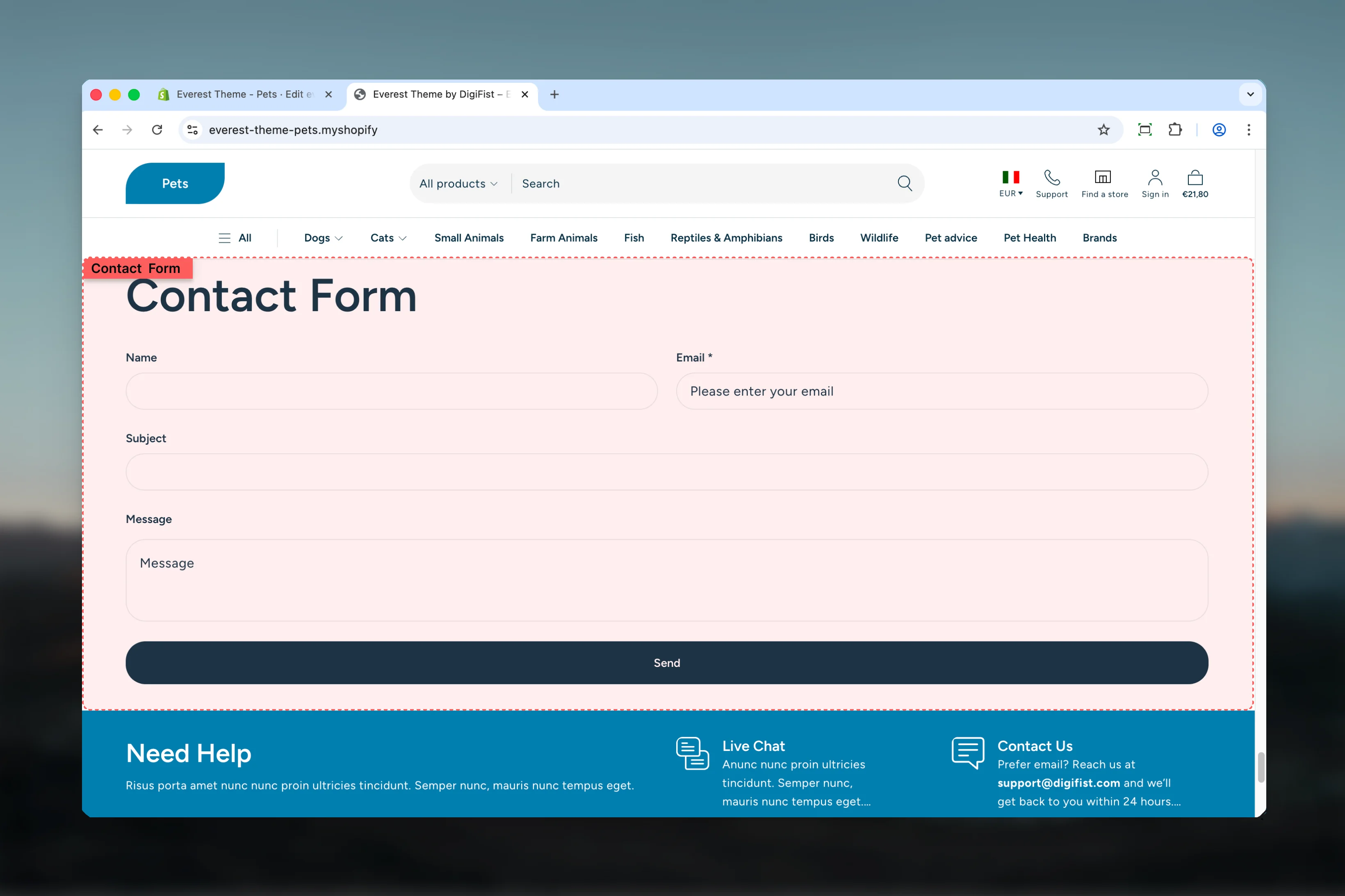 Contact Form overview