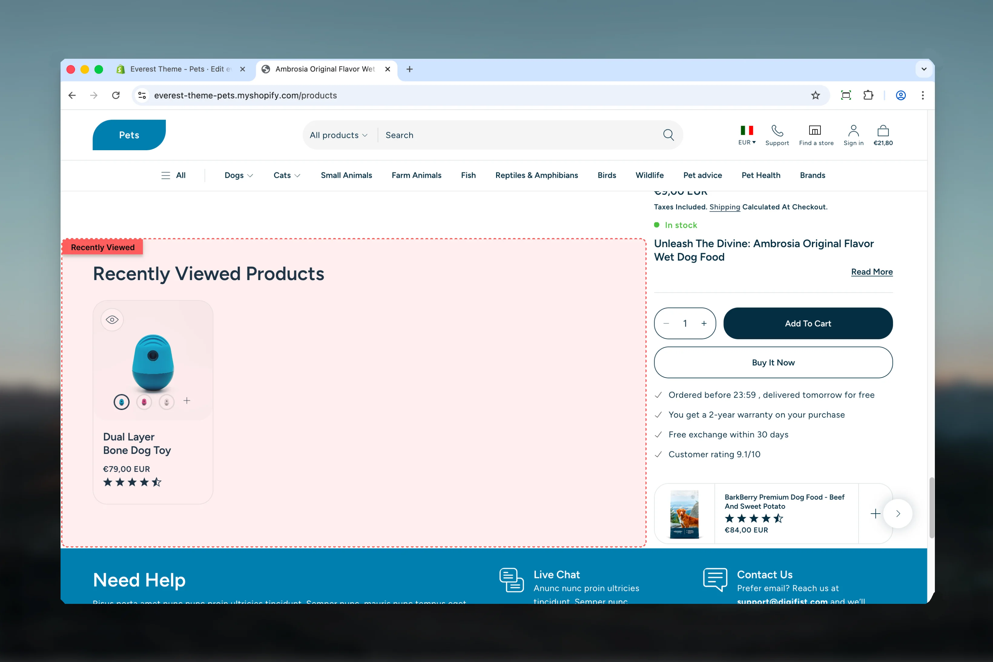 Recently Viewed Products overview