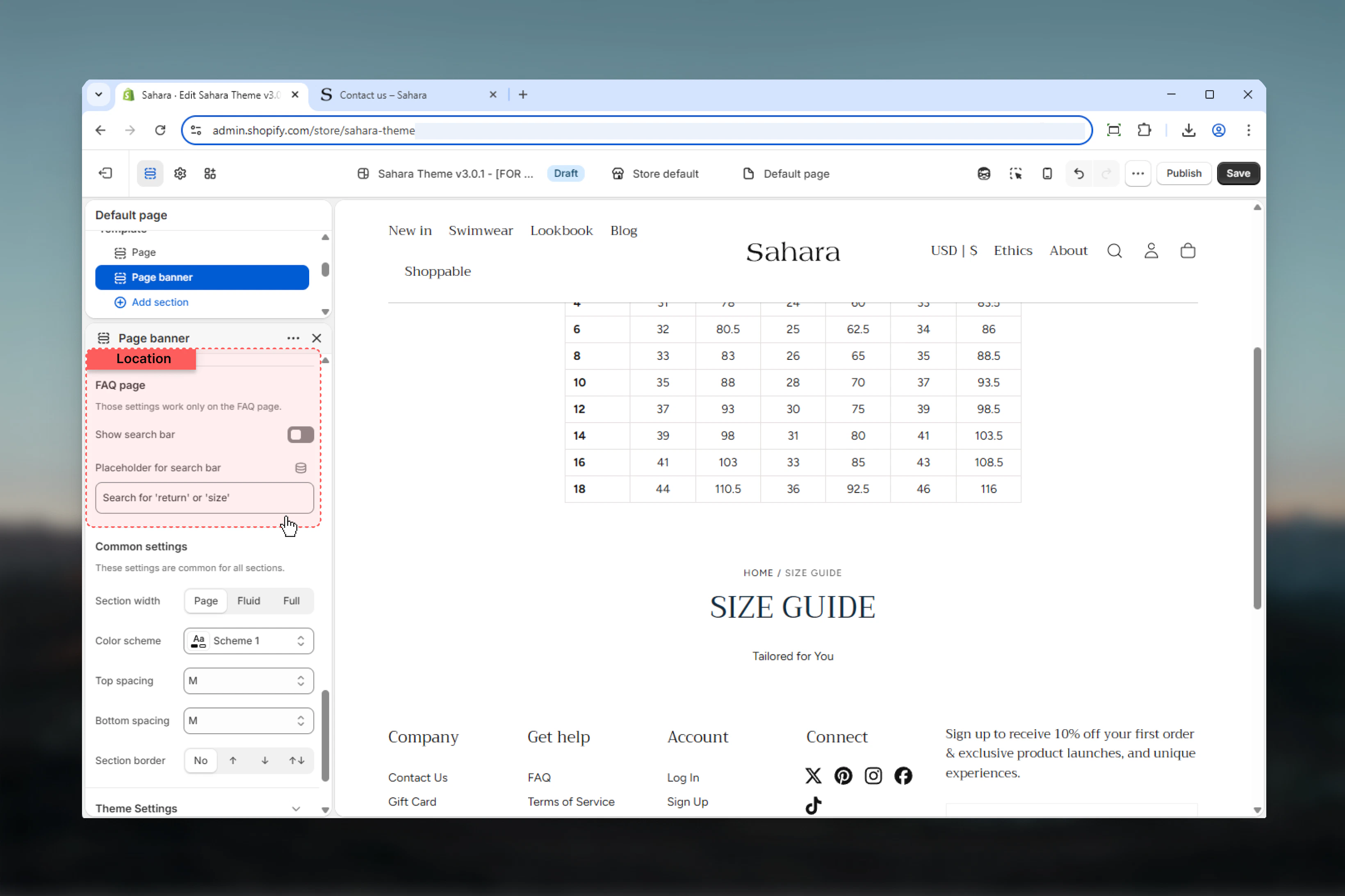 FAQ search configuration