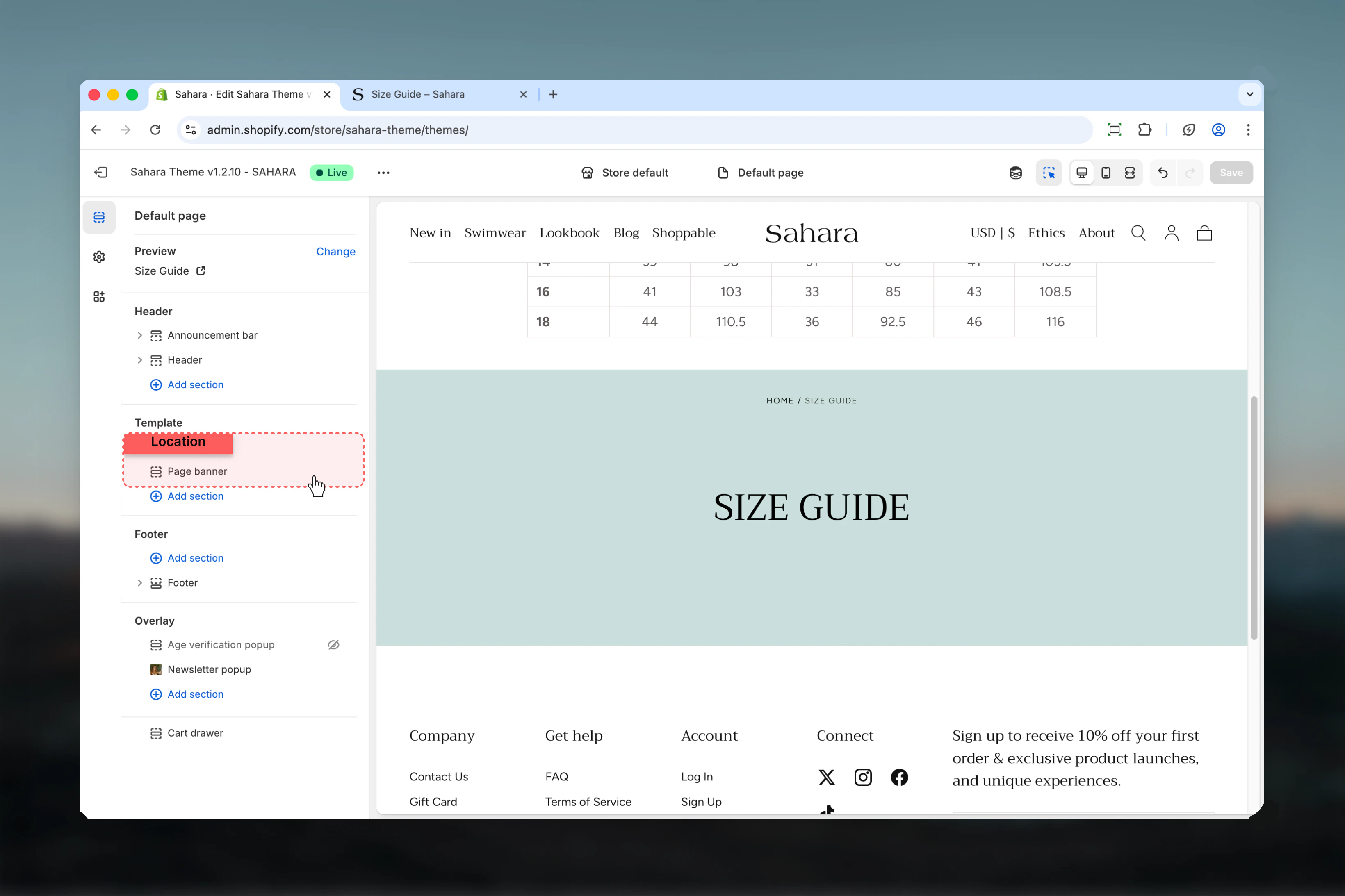 Page banner in Theme Customizer