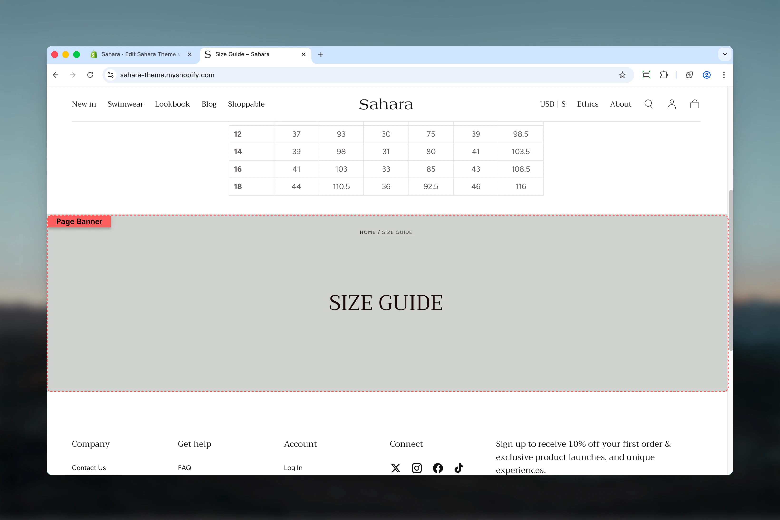 Page banner section overview