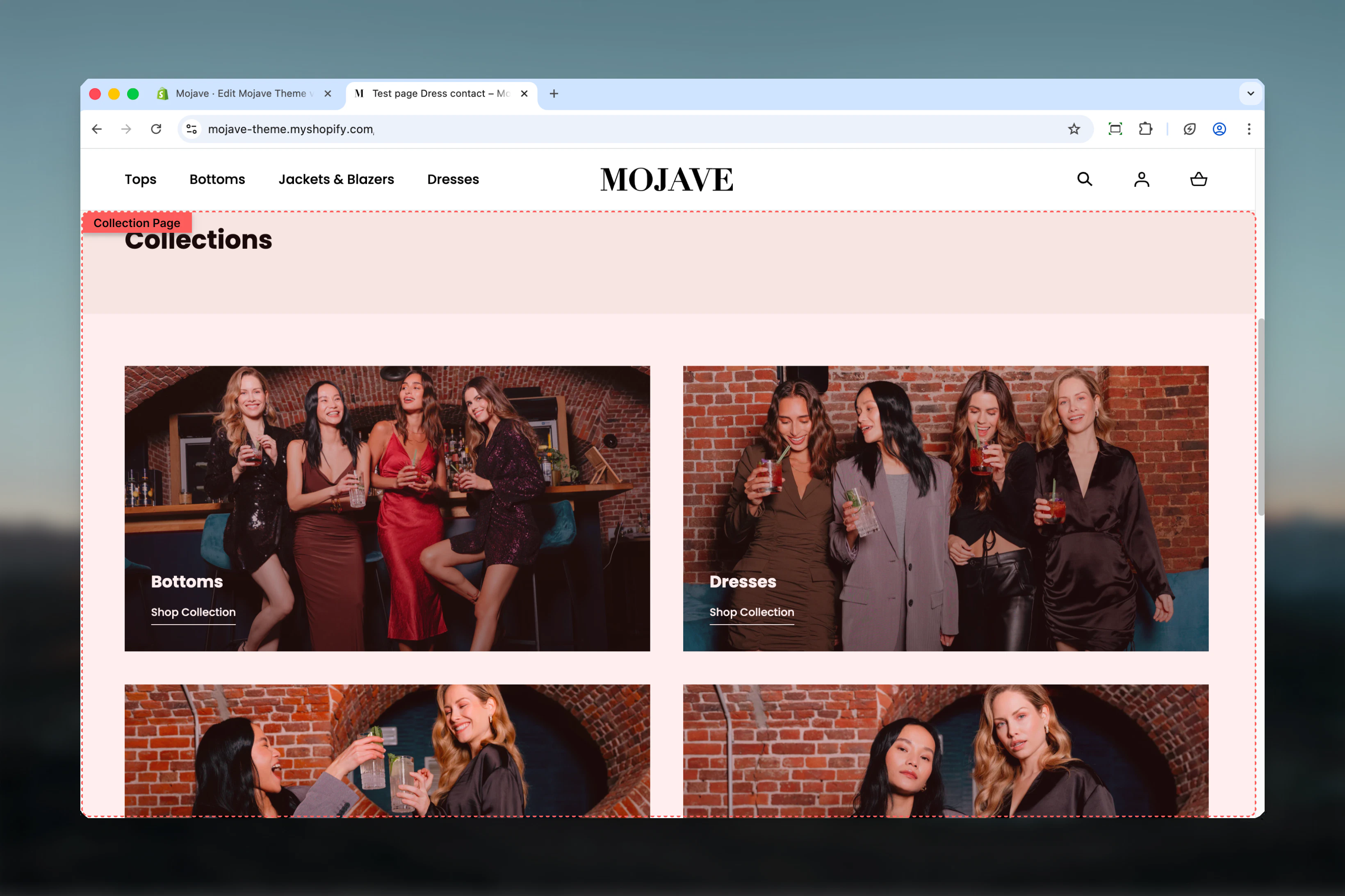 Collection page product grid overview