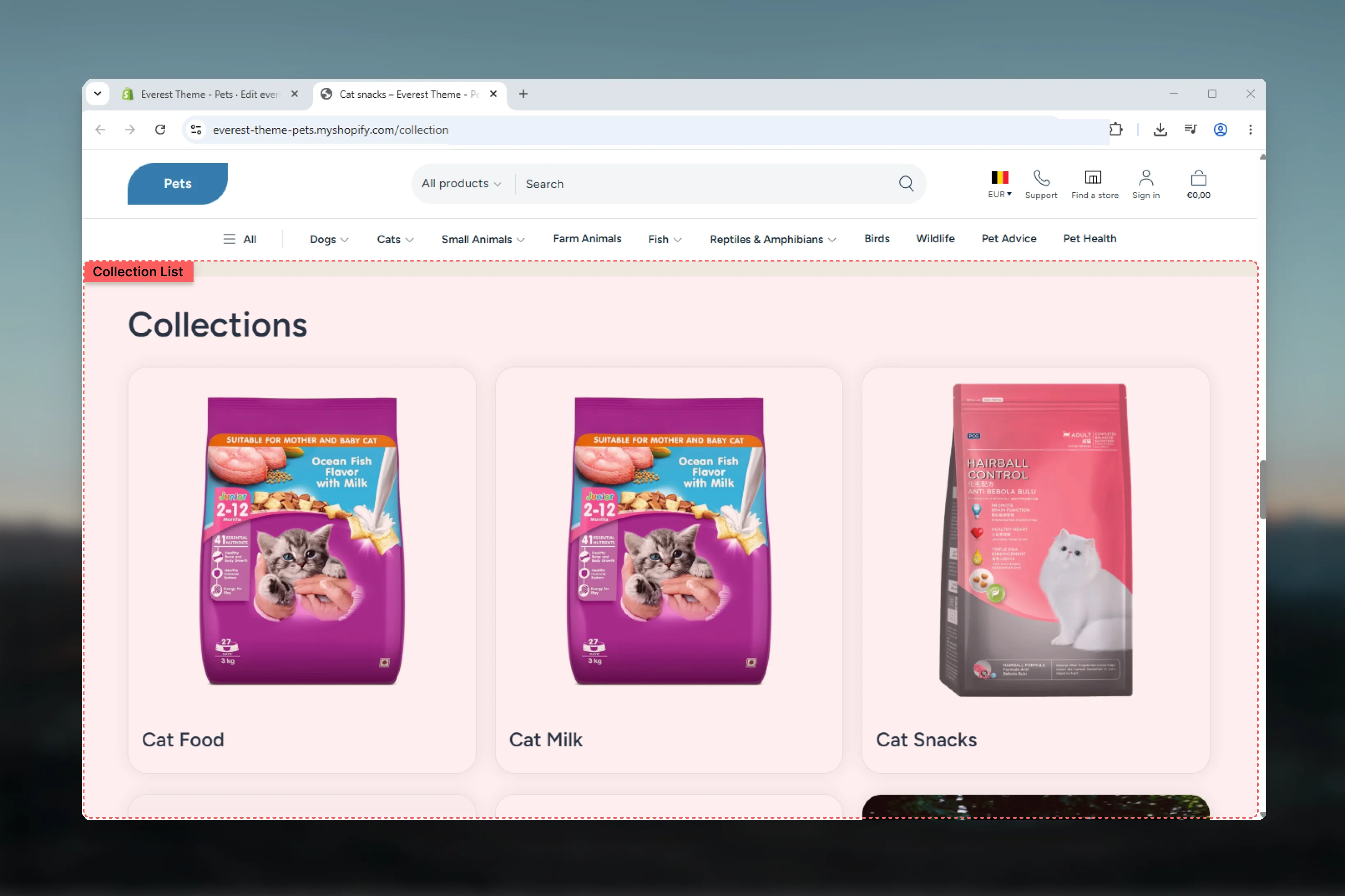 Collection List Page overview