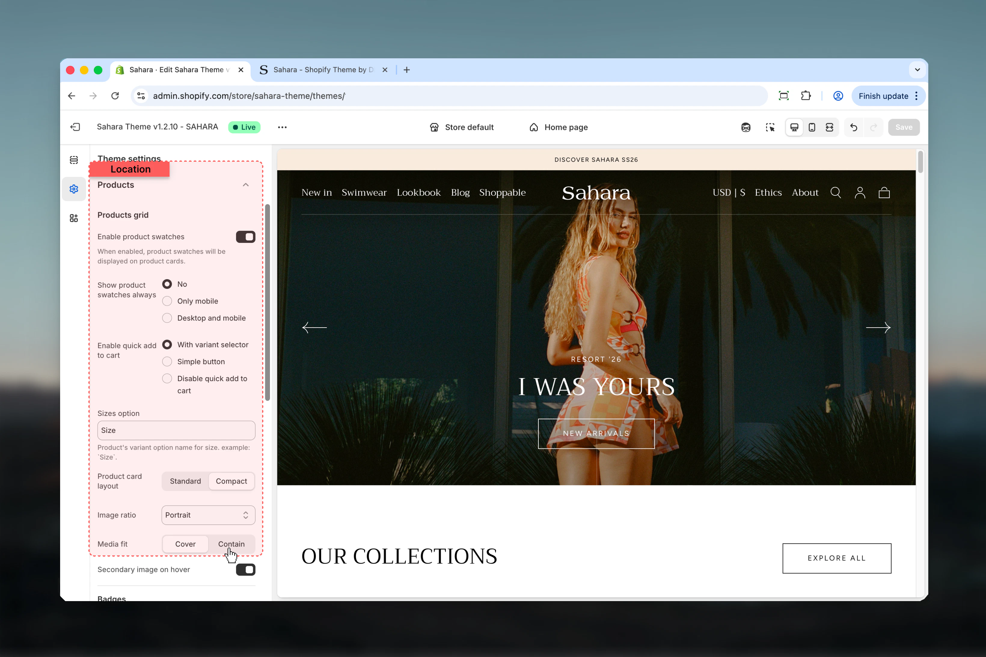 Product settings overview