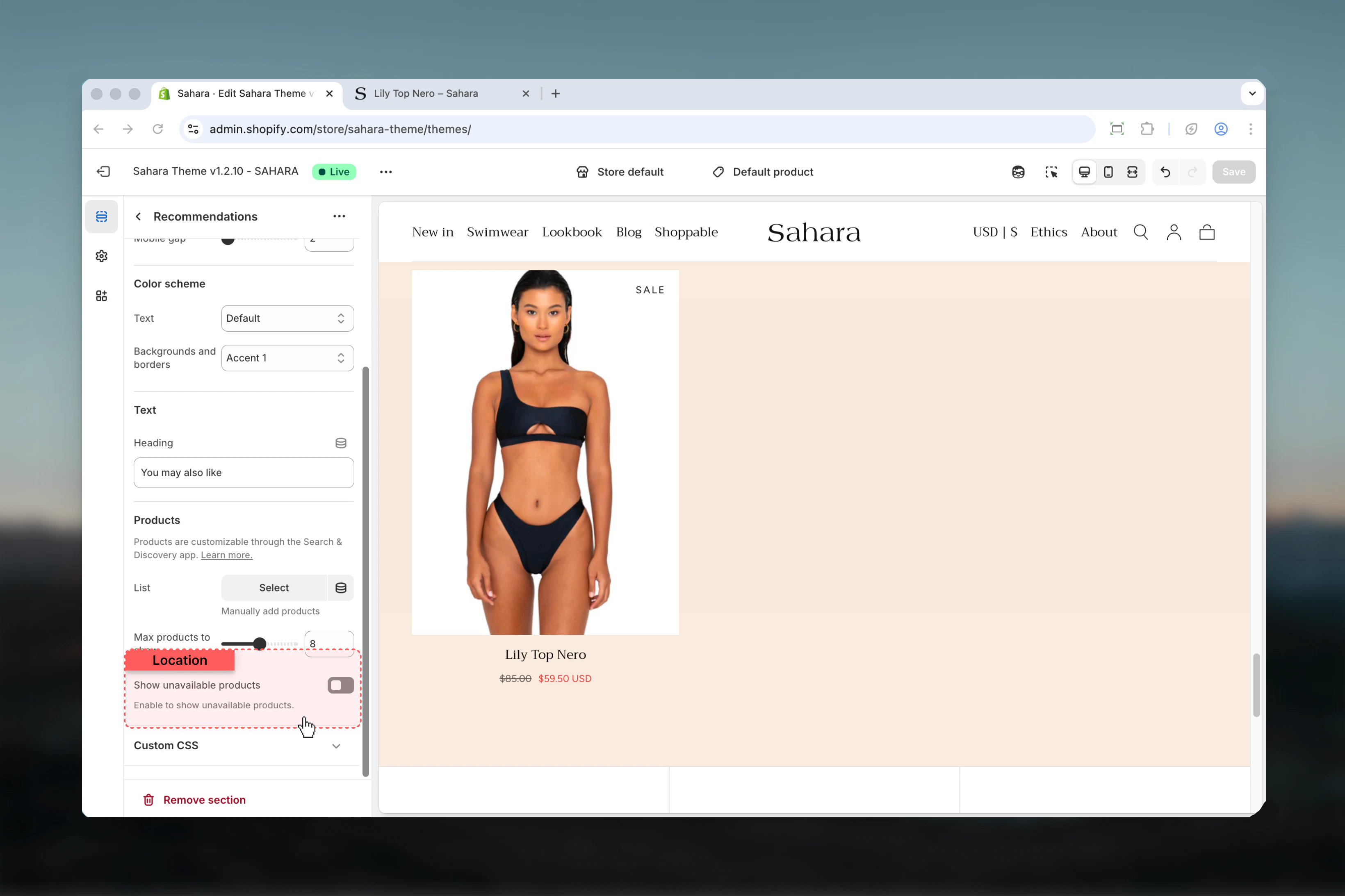 Product configuration