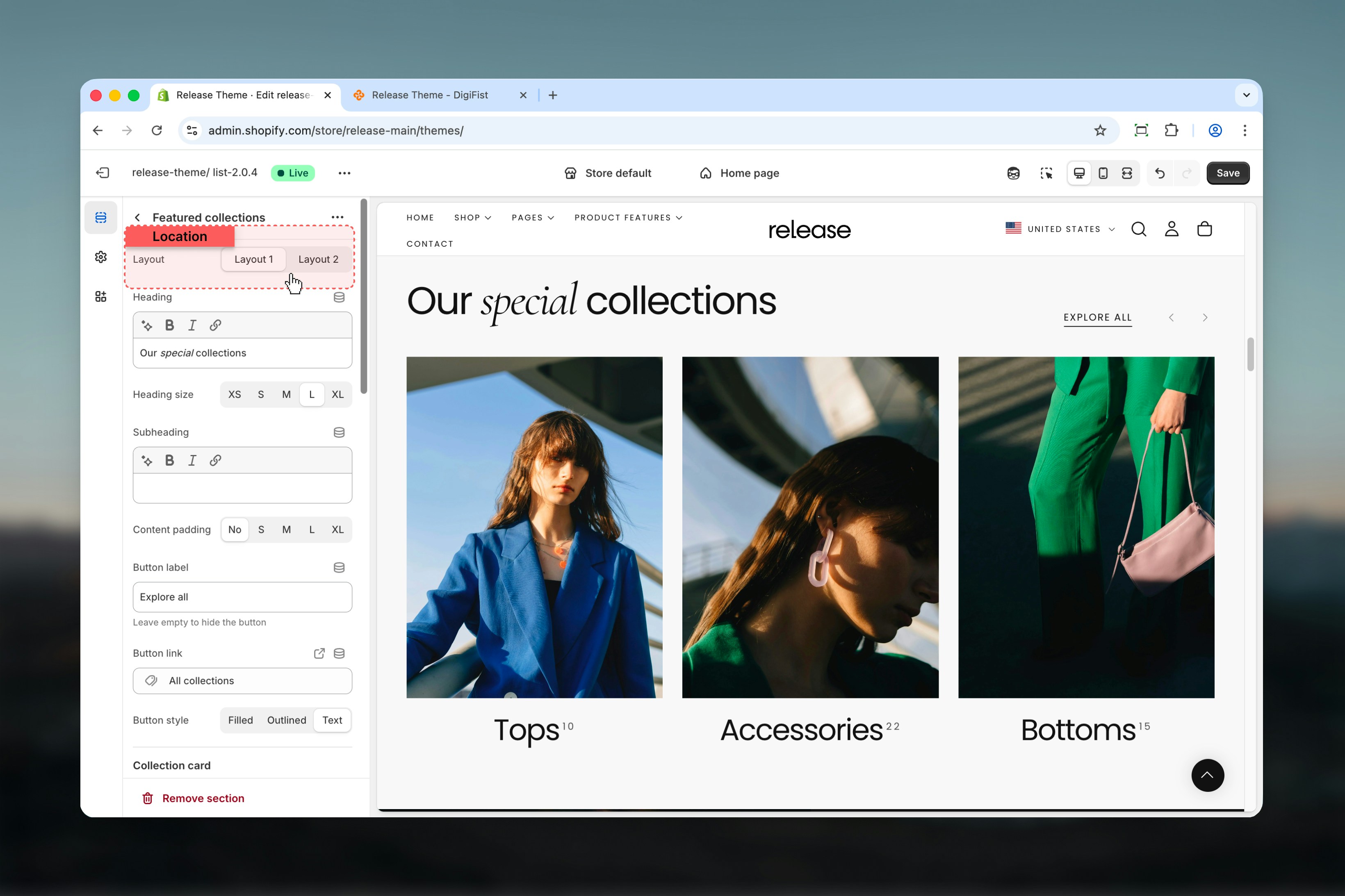 Layout options comparison