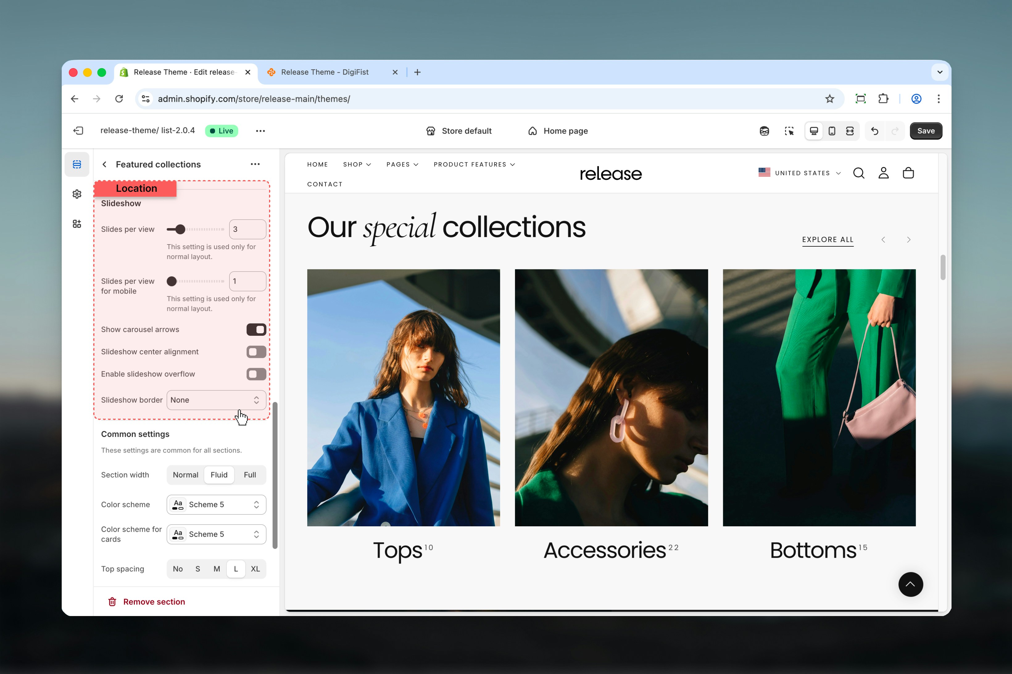 Slideshow configuration options