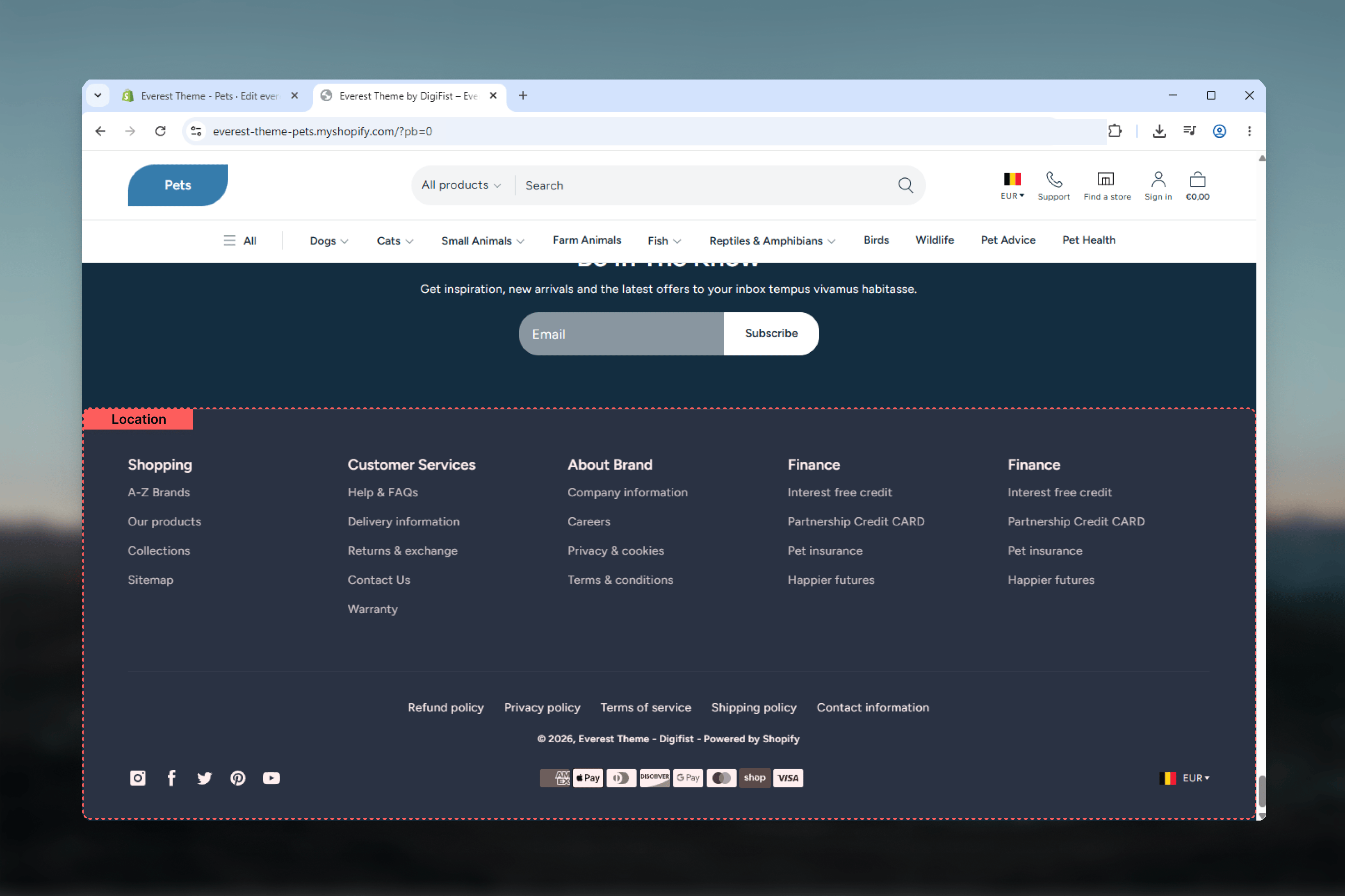 Footer overview