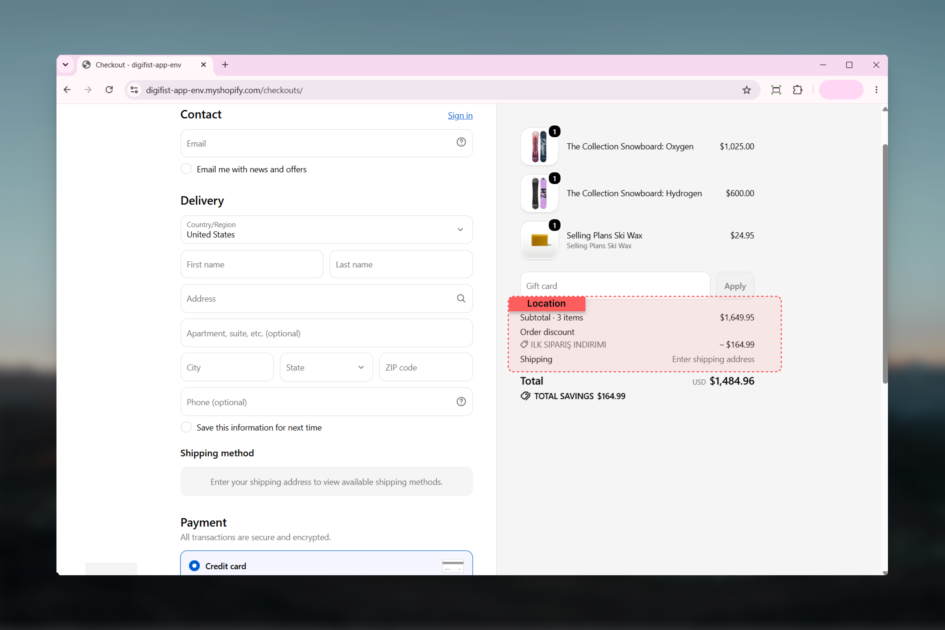 A Galantis Discount Flow discount applied at Shopify checkout