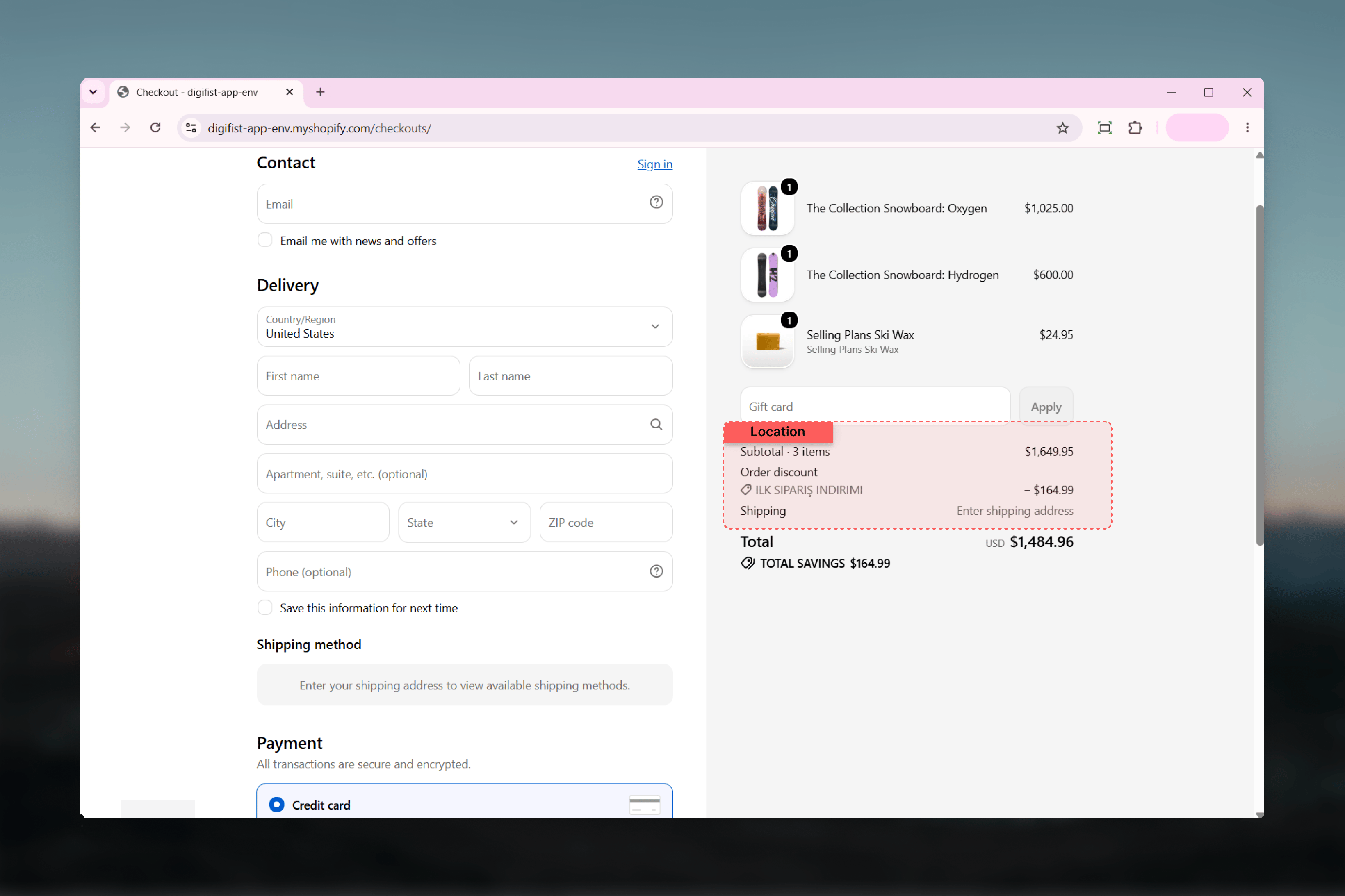 A Galantis Discount Flow discount applied at Shopify checkout