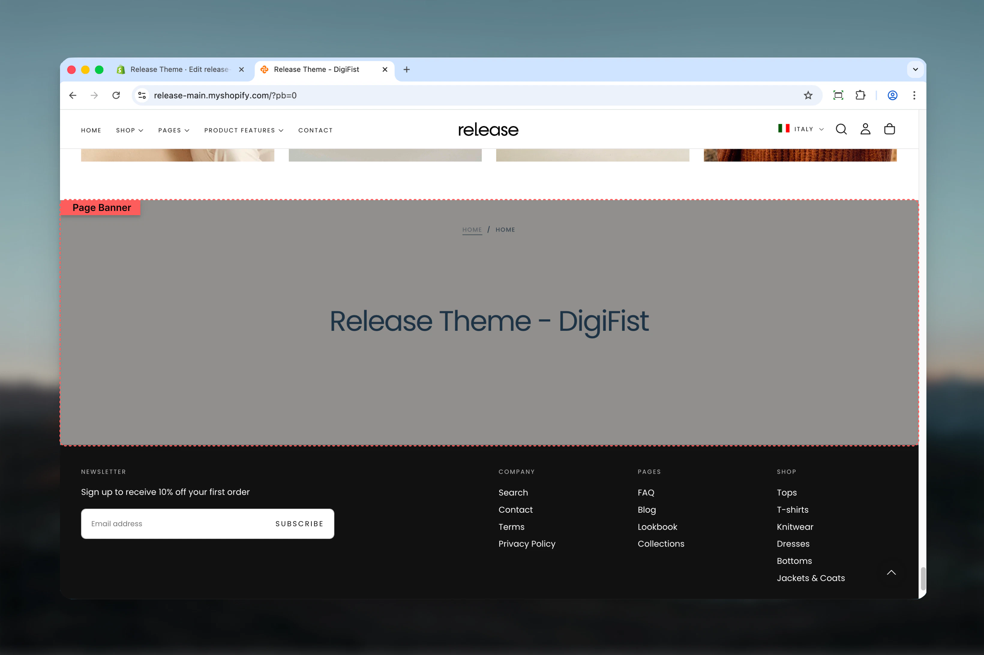 Page banner section overview