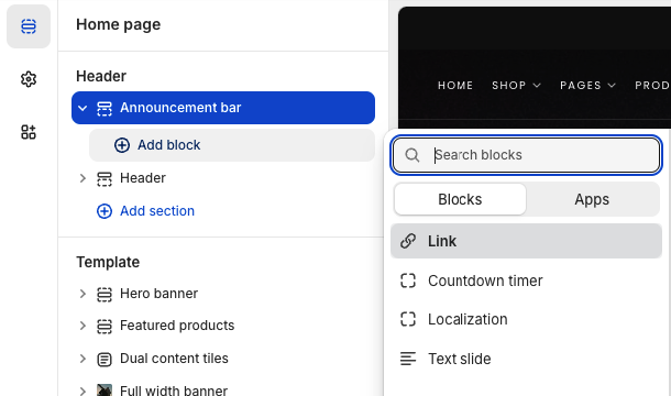Adding announcement blocks