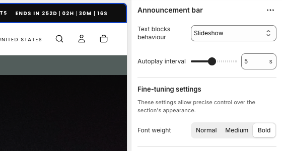 Display behavior options