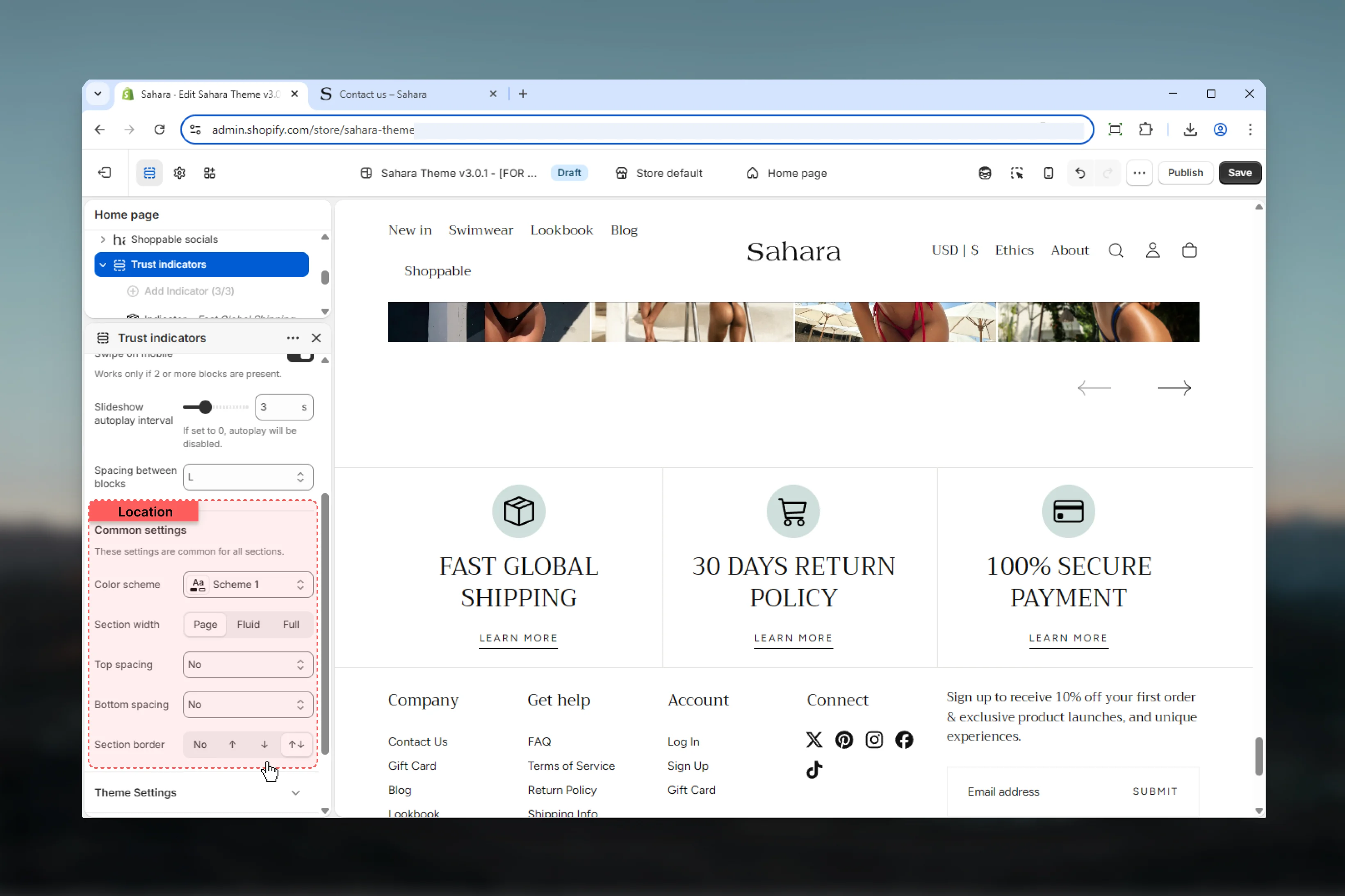 Styling and spacing options