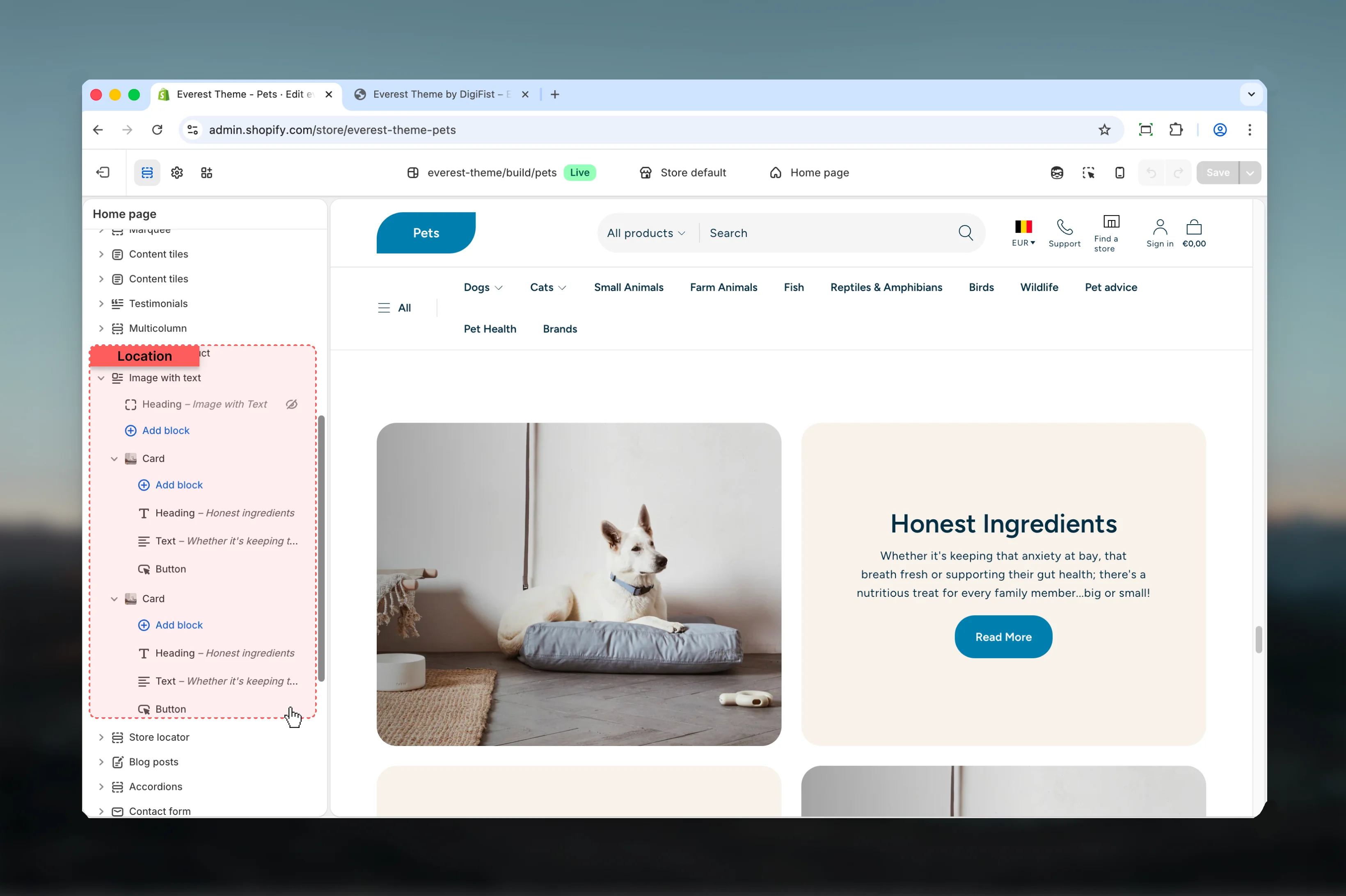 Image with Text location in Theme Customizer