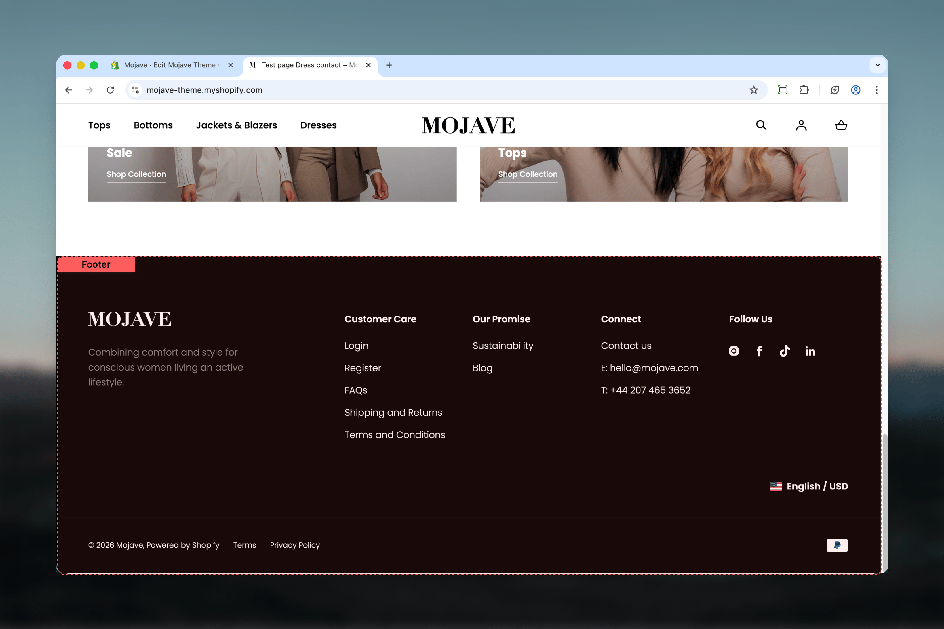 Footer overview