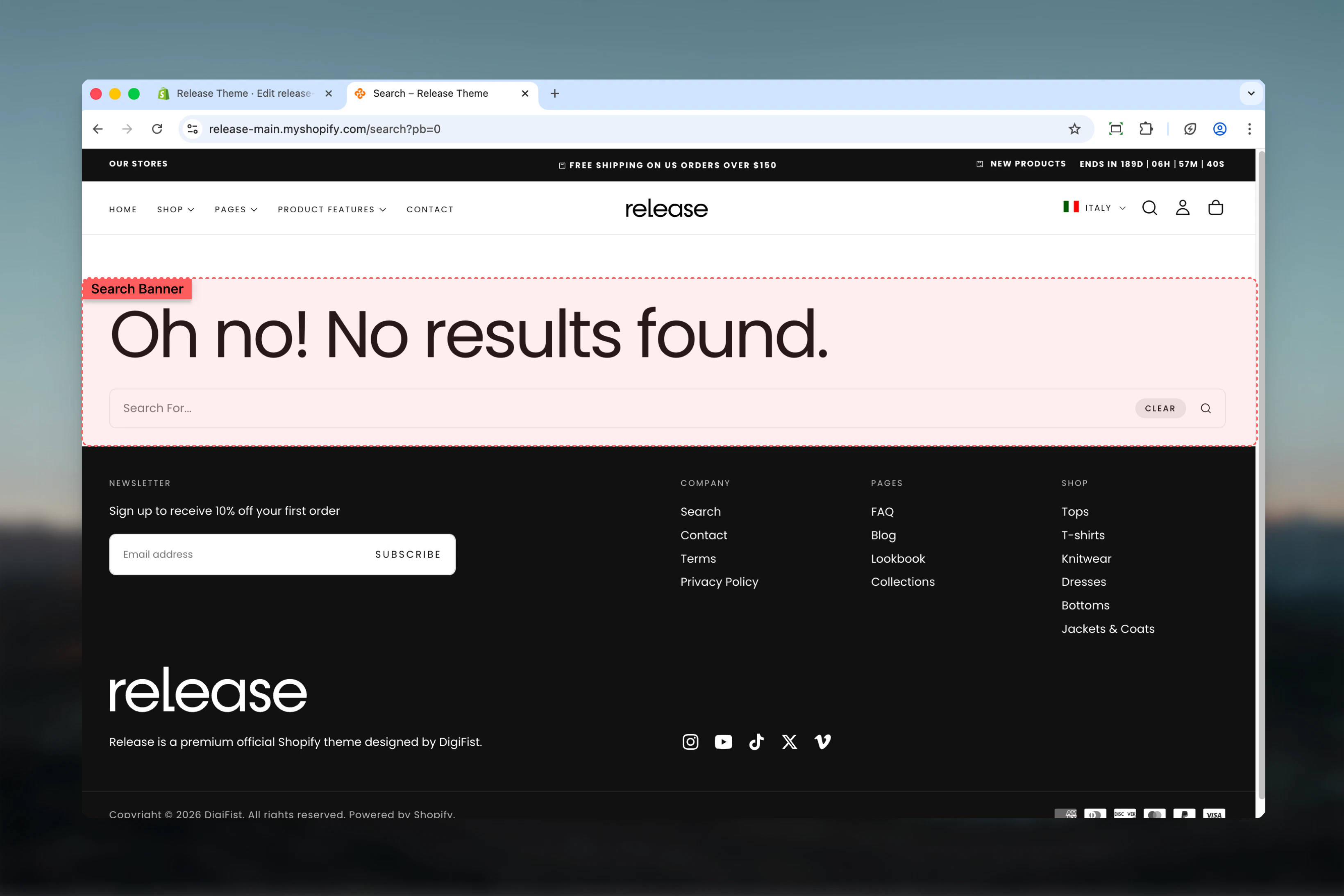 Search banner overview