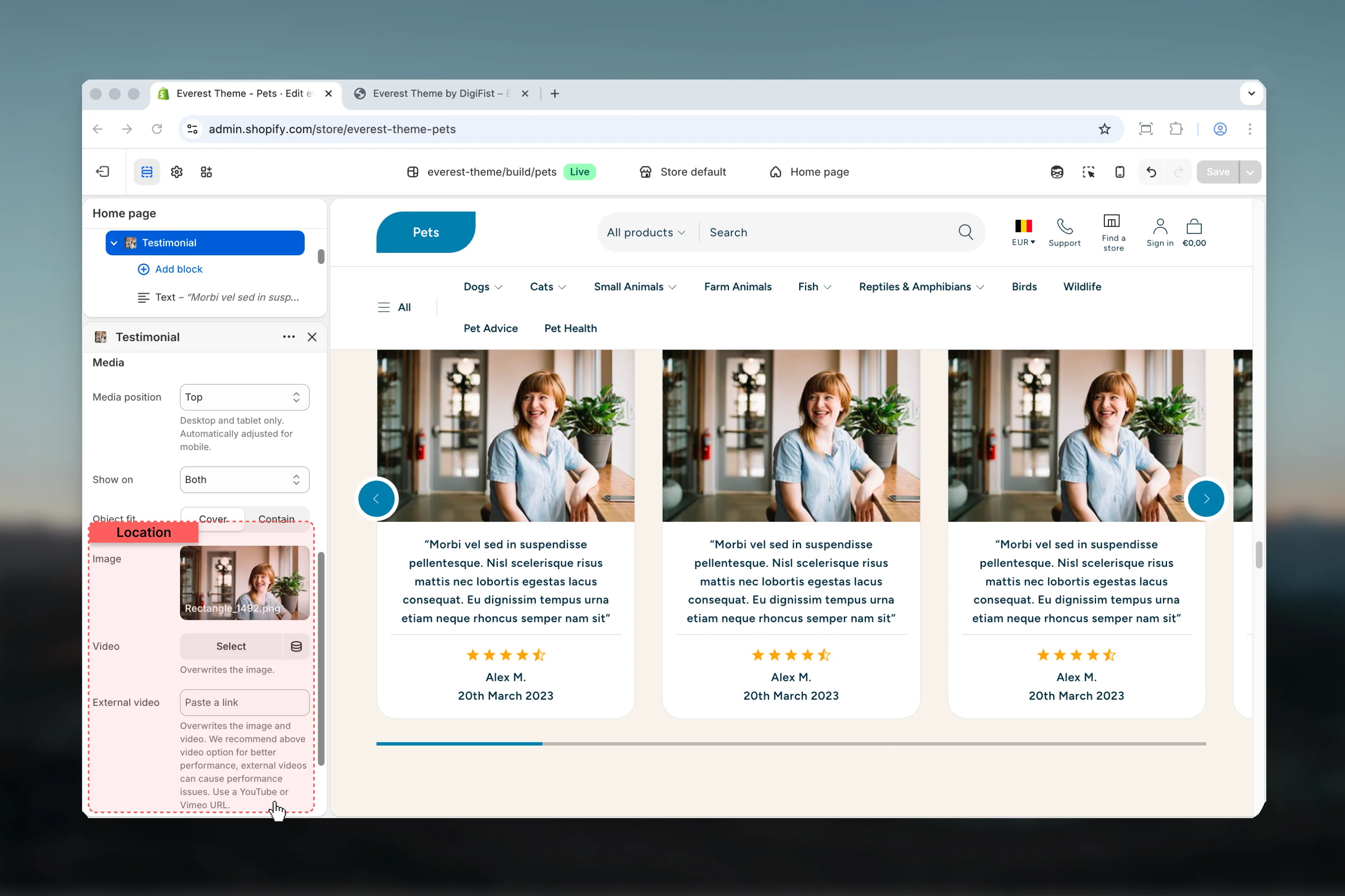 Testimonials Media for mobile settings