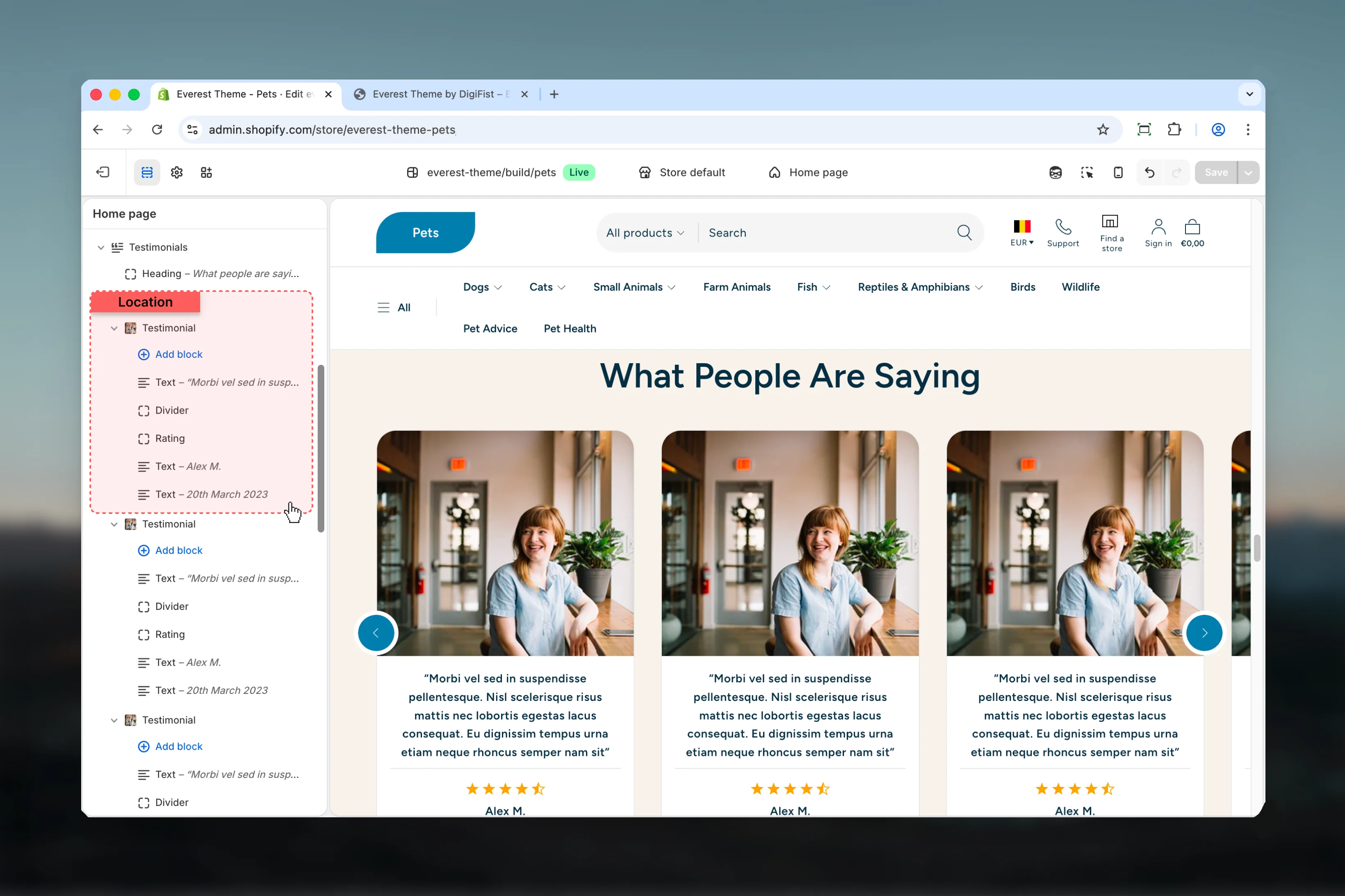 Testimonials Testimonial settings