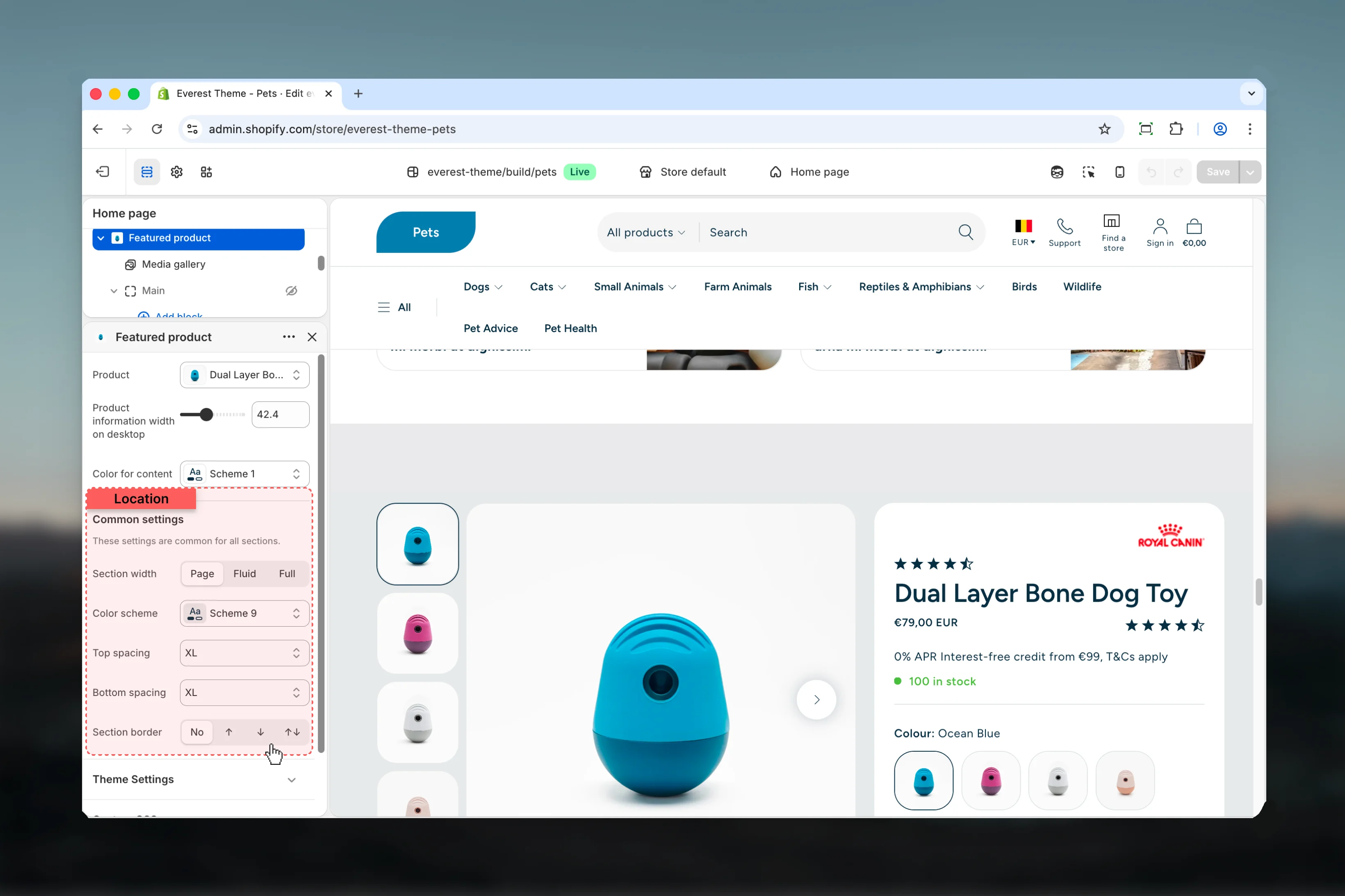 Featured Product Common settings