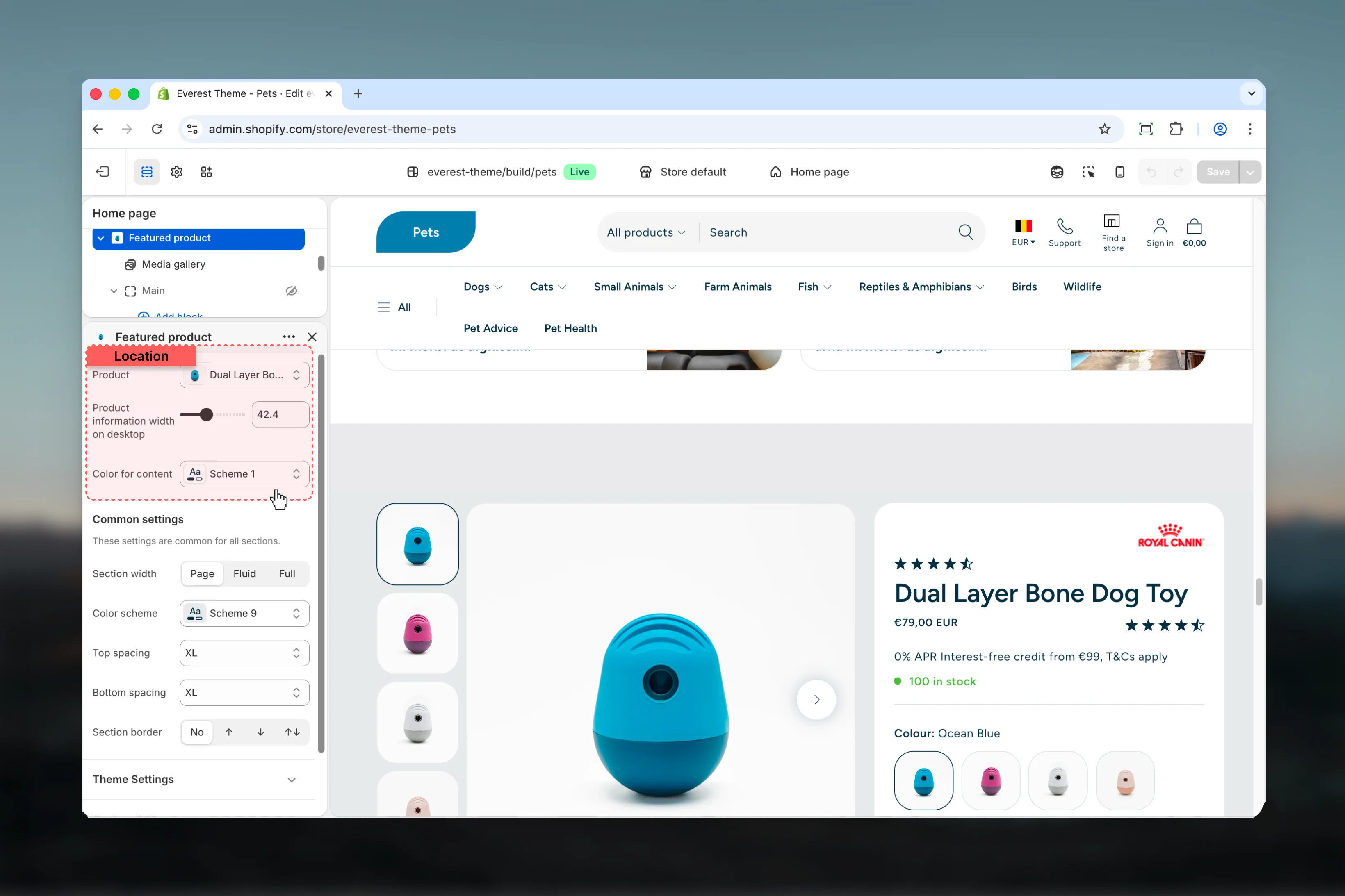 Featured Product Settings settings