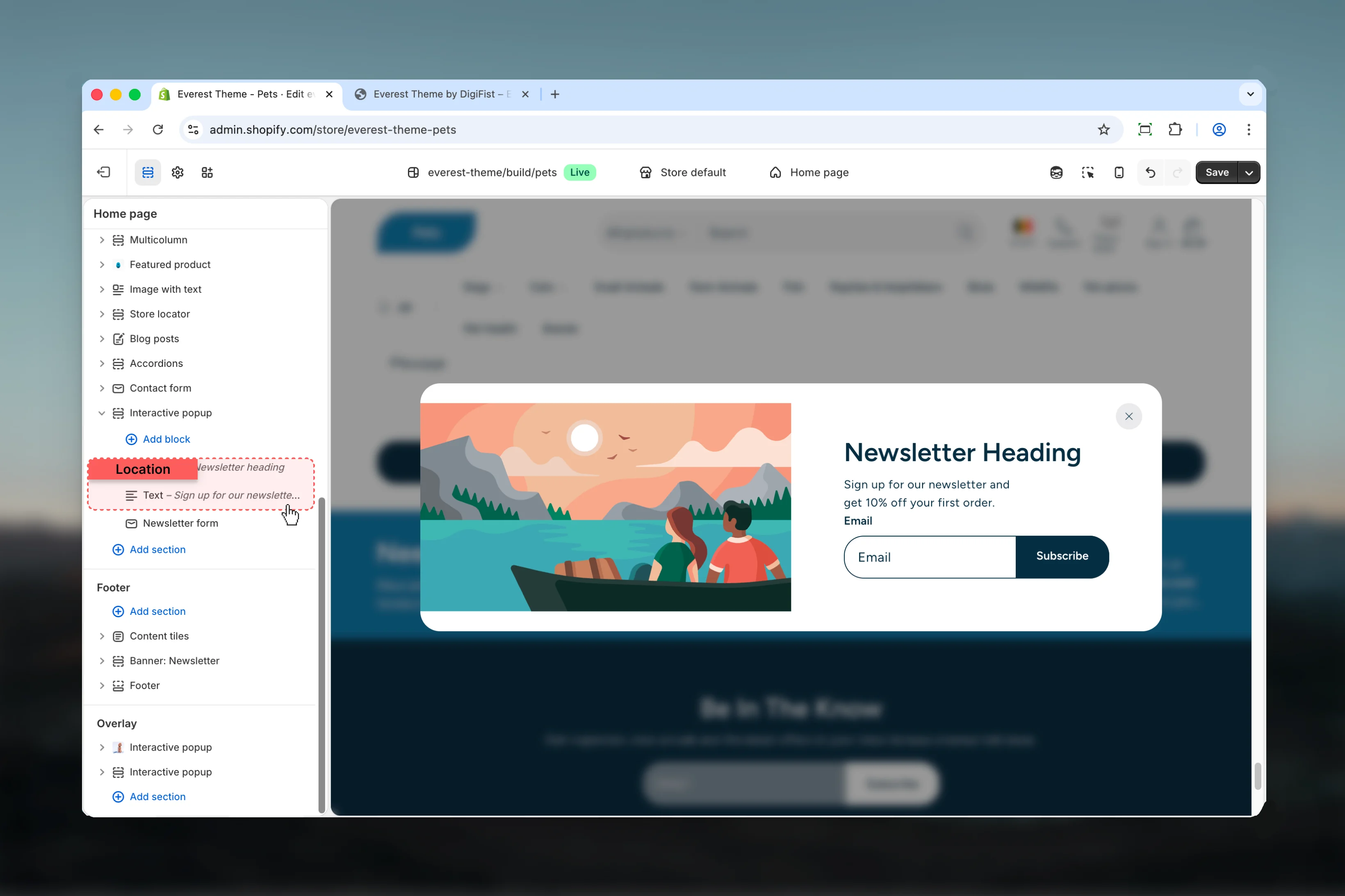 Interactive Popup Text settings
