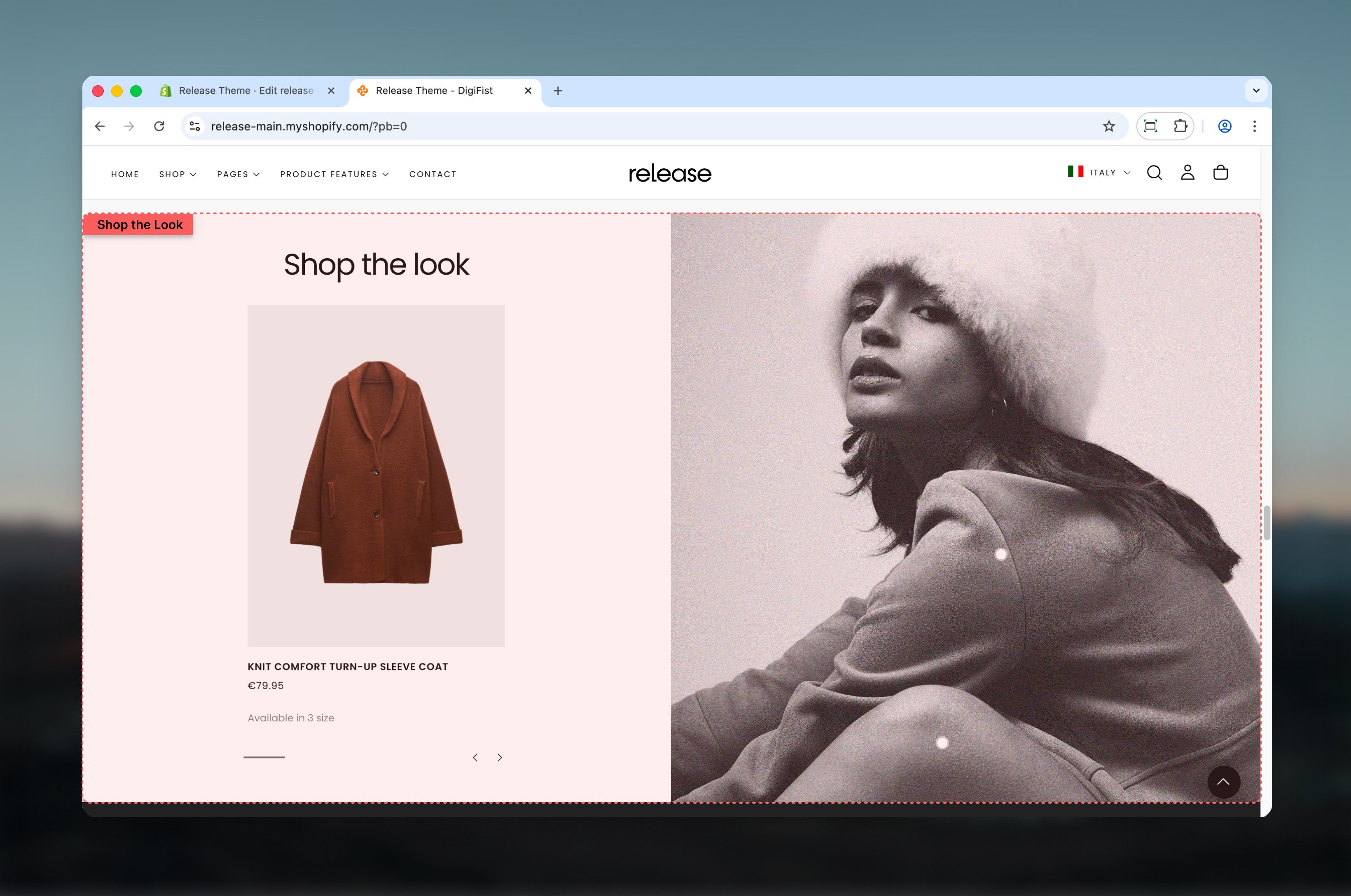 Shop the Look section overview