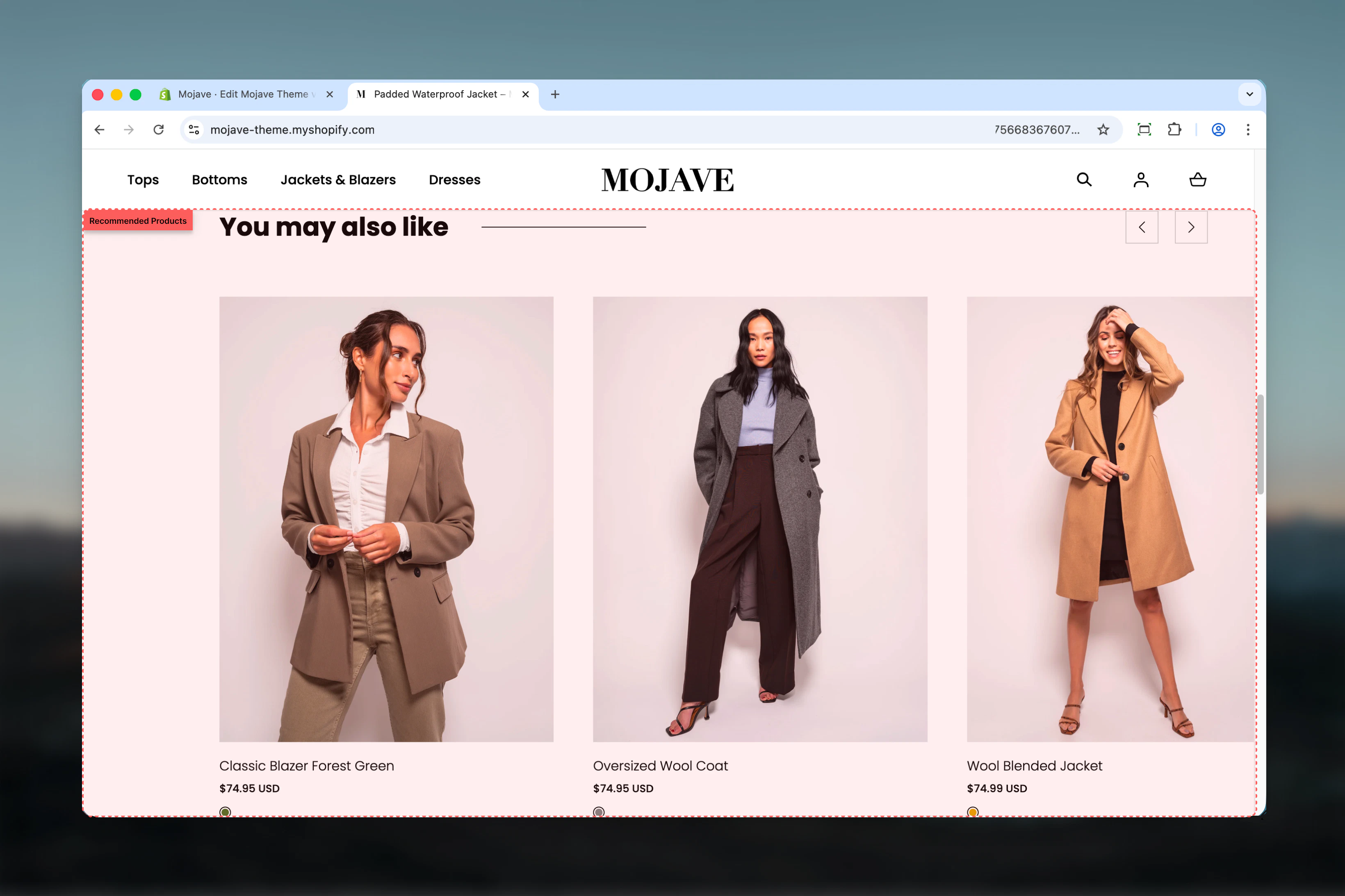 Recommended Products Section