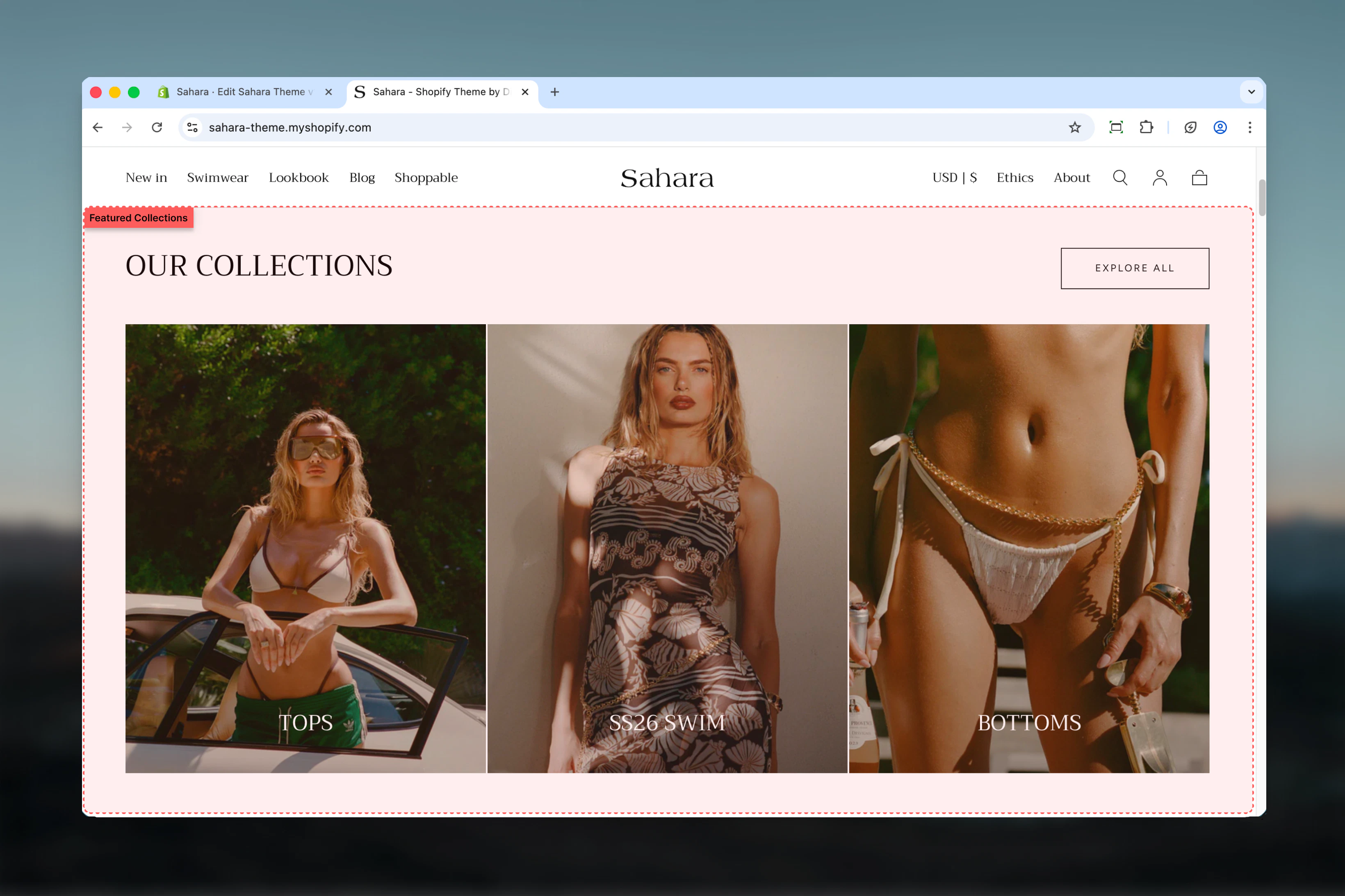 Featured collections section overview