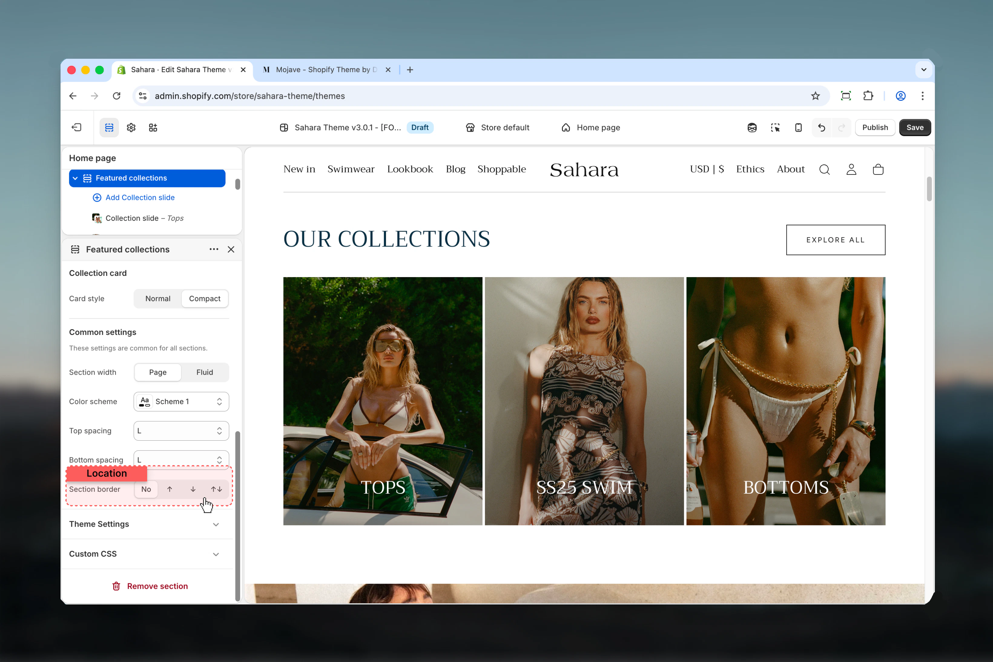 Styling and spacing options