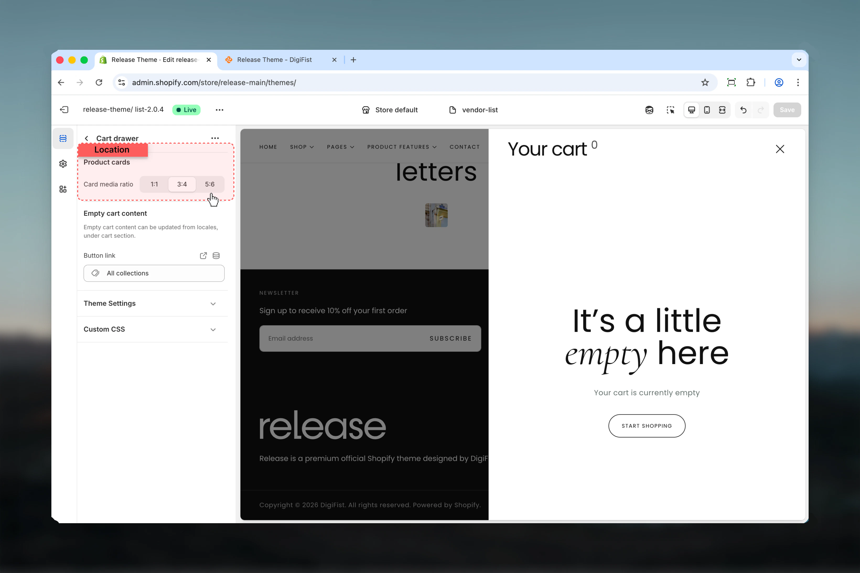 Product card aspect ratio settings