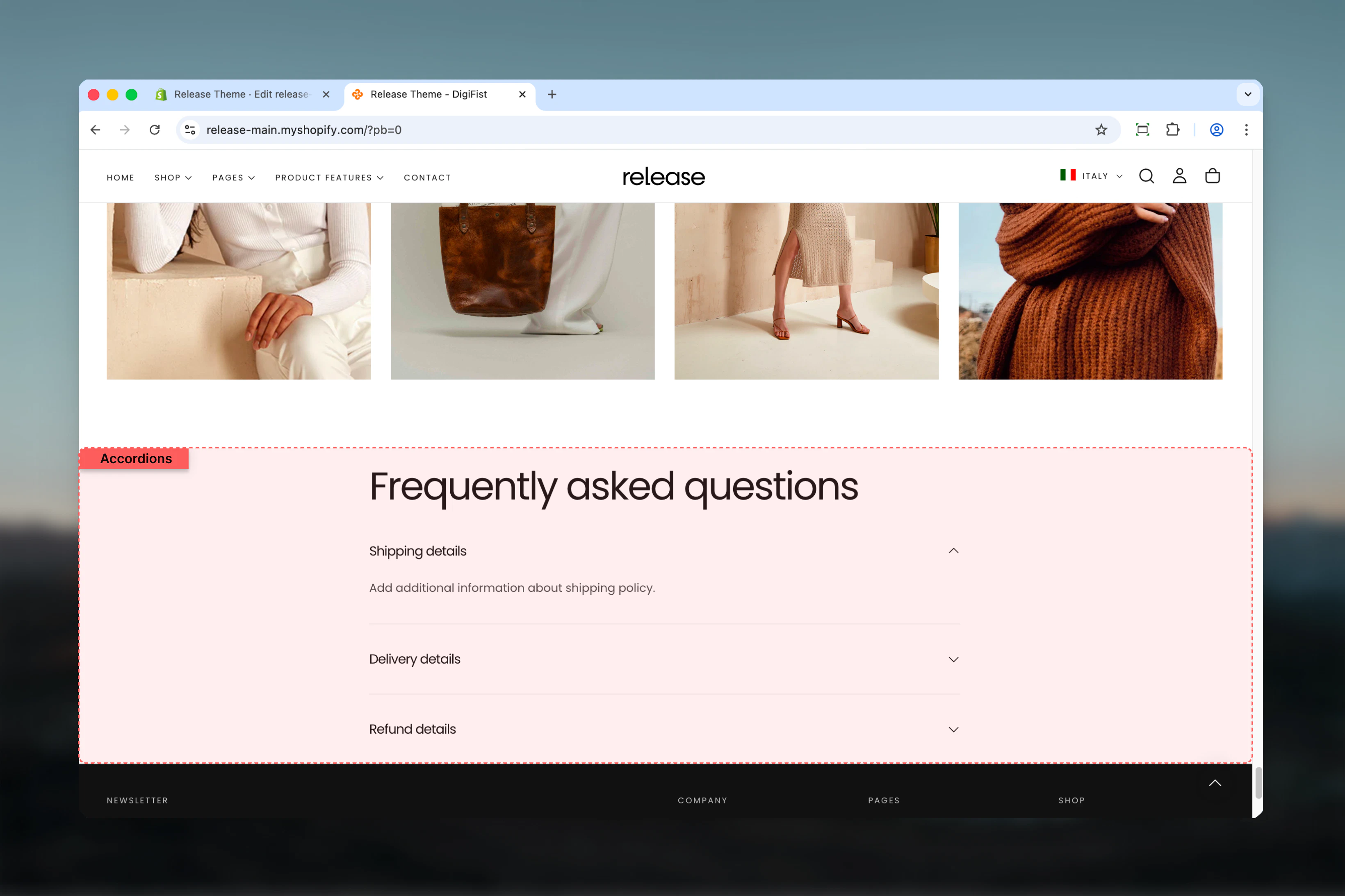 FAQ page with accordions overview