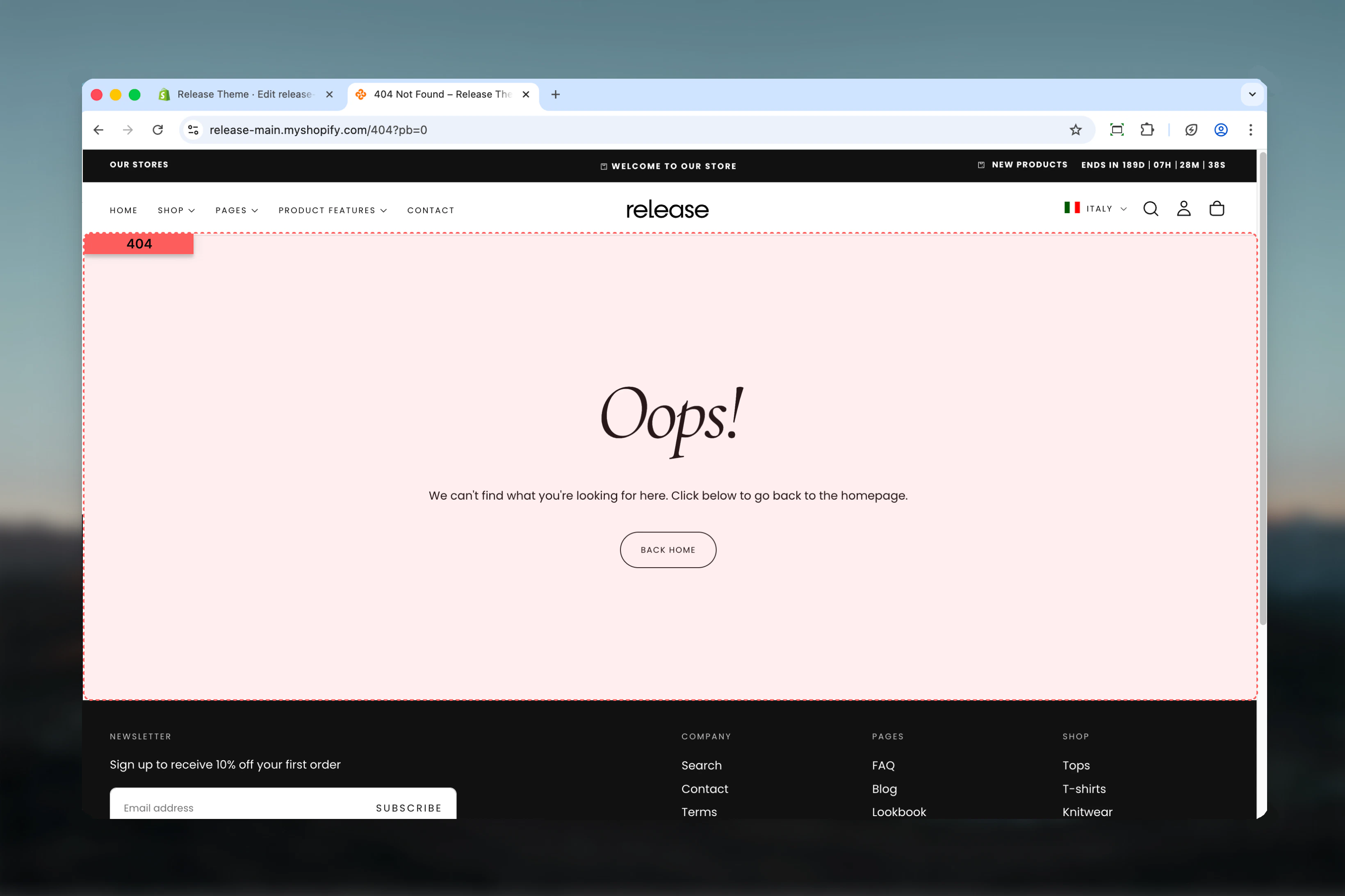 404 error page