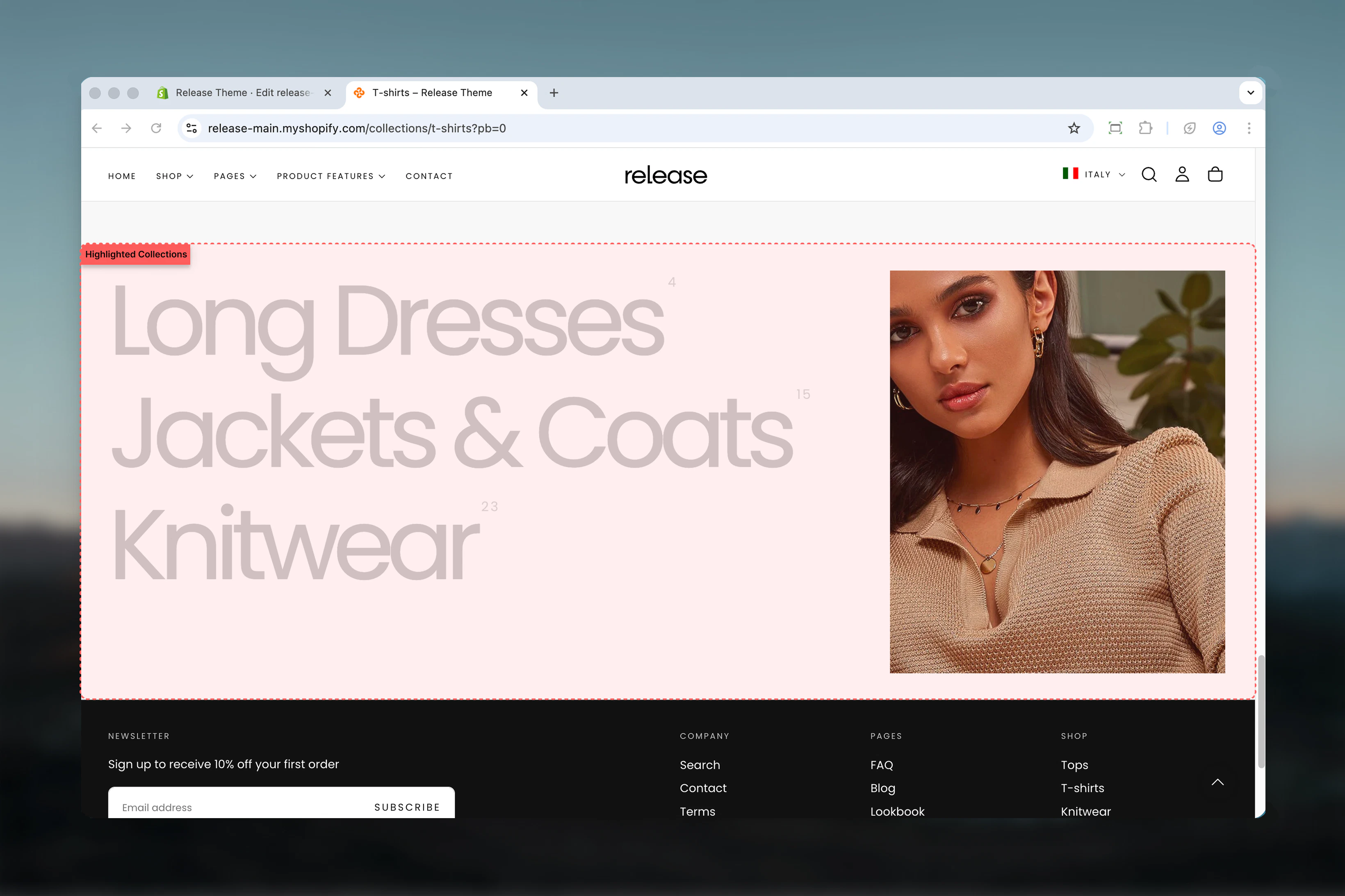 Highlighted Collections section overview