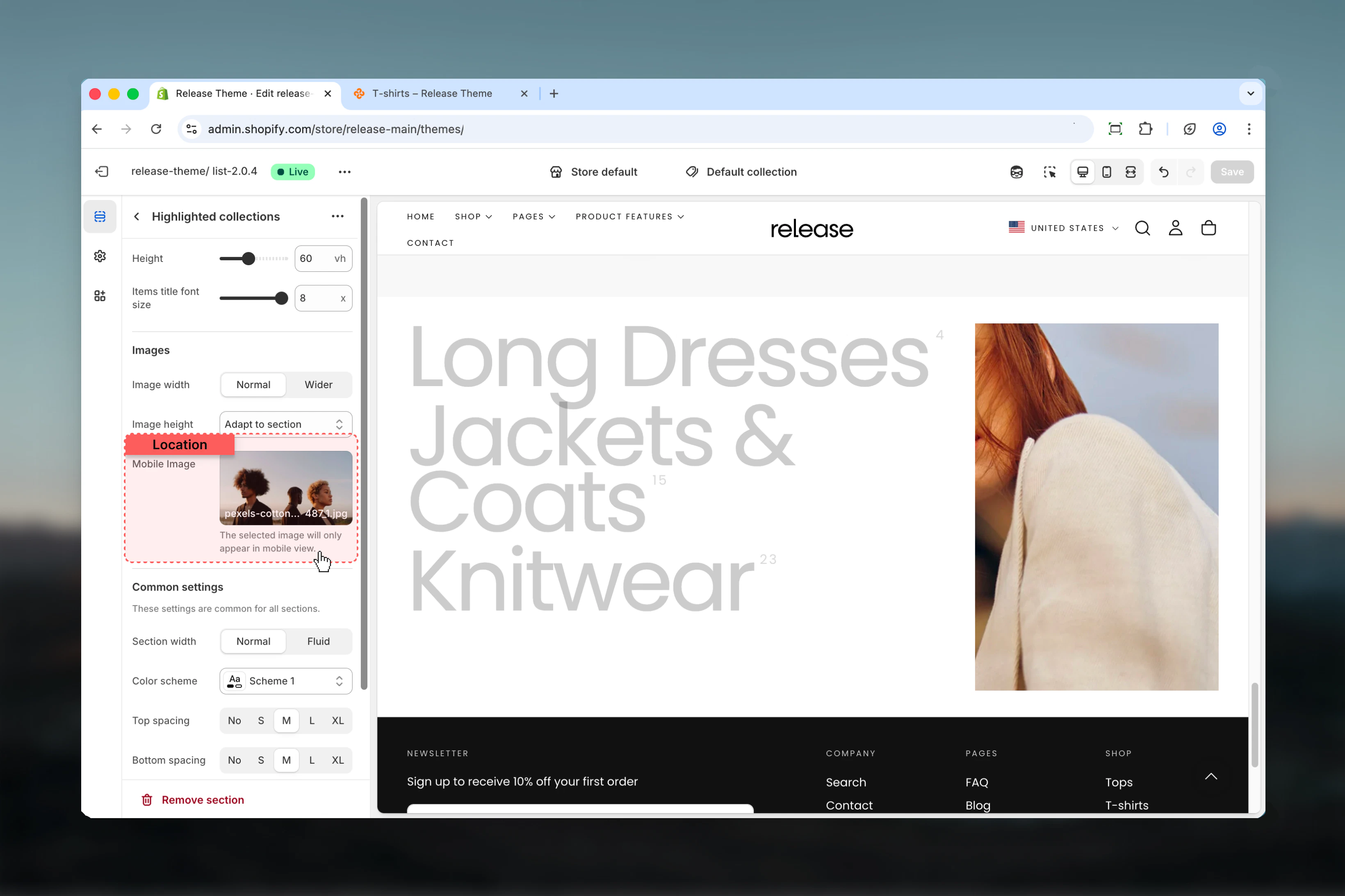 Mobile image configuration