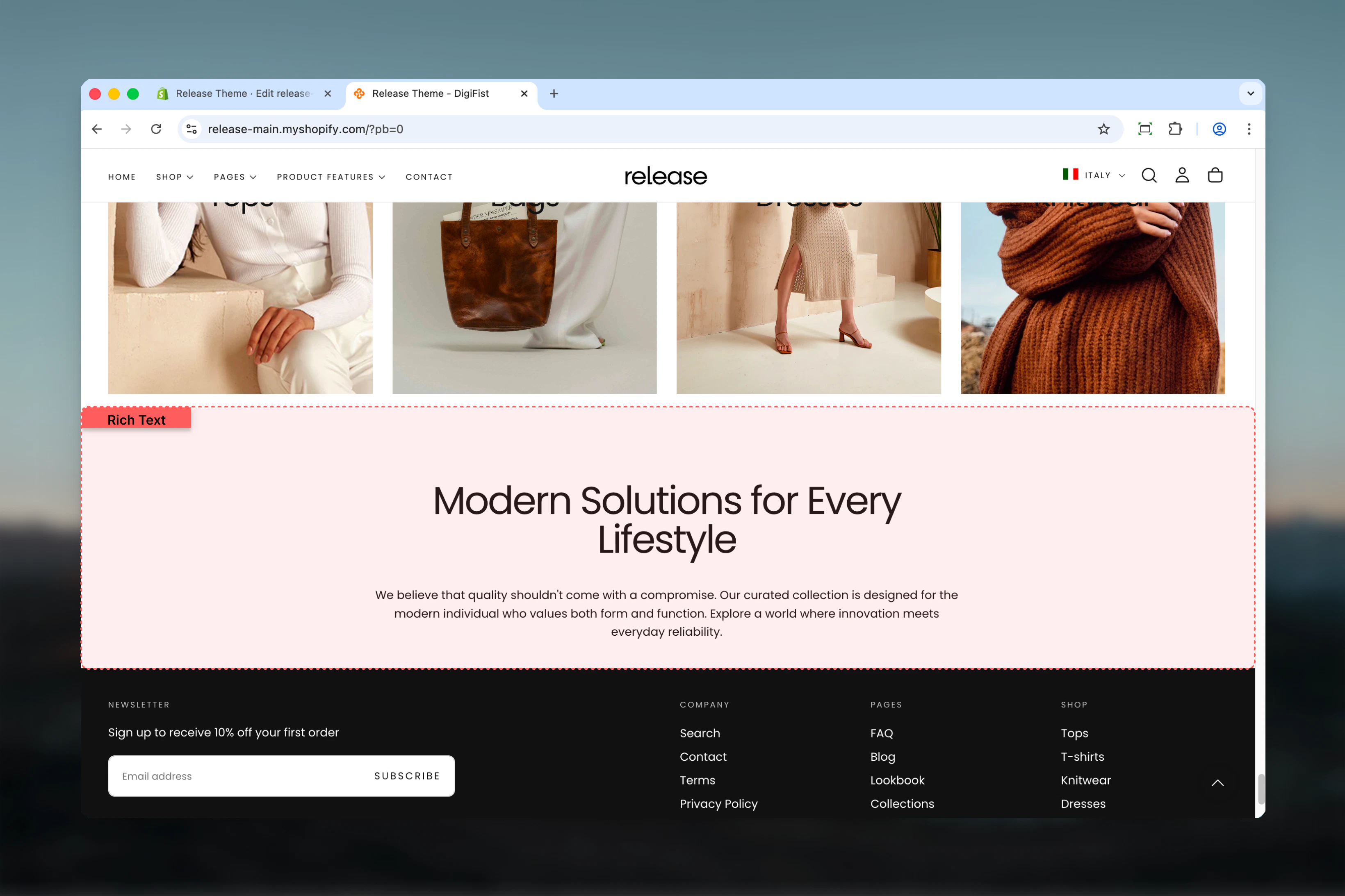 Rich text section overview